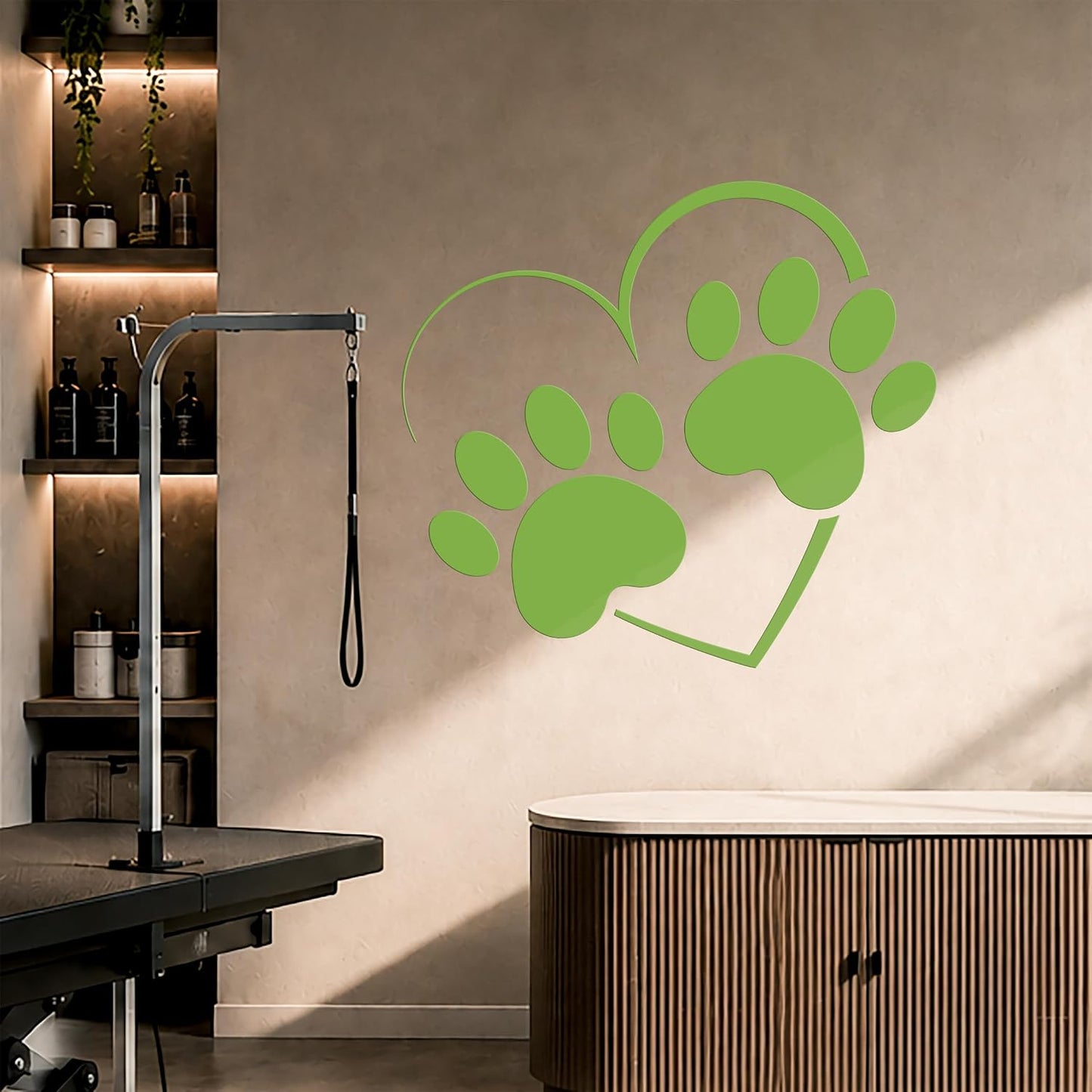 Vinyl Wall Decal Grooming Pets Paw Print House Animals Love Stickers / 22.5 x 25 / M In / Black
