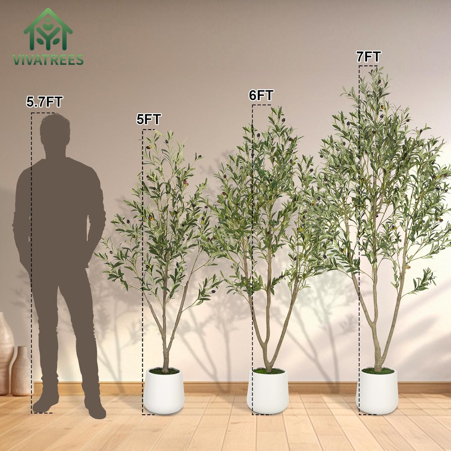 Artificial Plants / White Tall Planter / White-7ft / 7 Inch