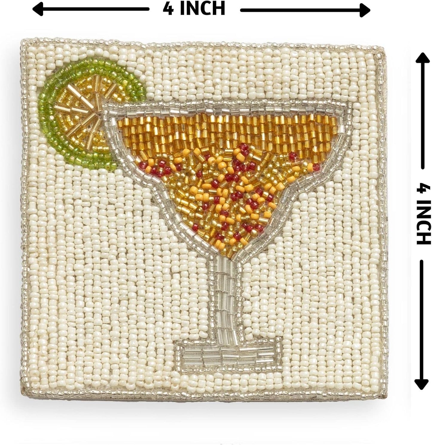 Beaded Handmade Square Drink Coasters / Cocktail / Set of 4