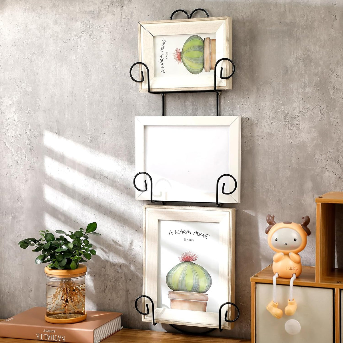 Set of 2 Plate Rack for Wall Vertical 3 Tier Metal Wall Plate Holder Display Hanger for Dishes Decorative Plates Arts