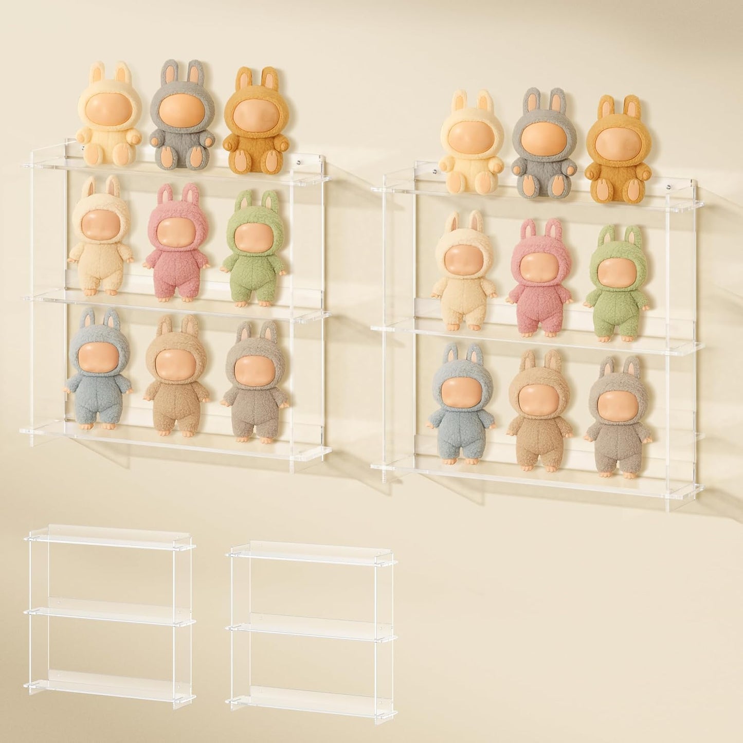 WINKINE Wall Display Shelves Compatible with 21 Funko Pop in Box, Easy Install - Only 2 Screws per Shelf, Acrylic