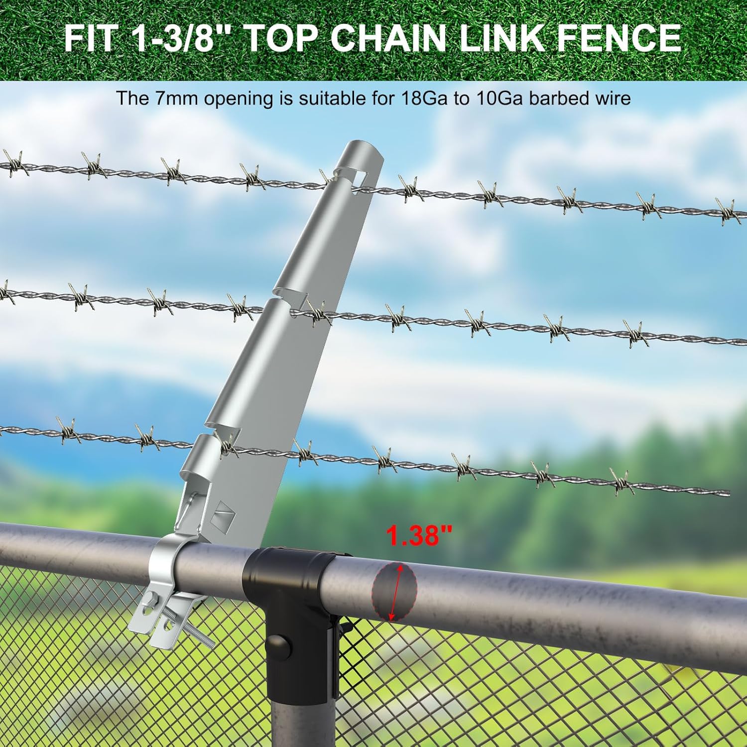 Galvanized Steel Fence Height Extender / 1-3/8 / Set of 10