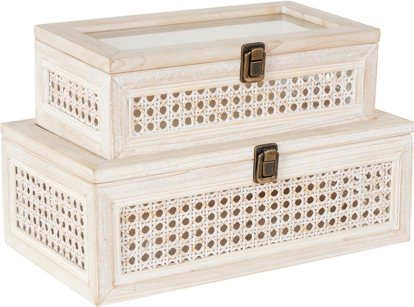 Metal Handmade Decorative Box Woven Storage Decorative Keepsake Boxes / Cream / 14", 12"W