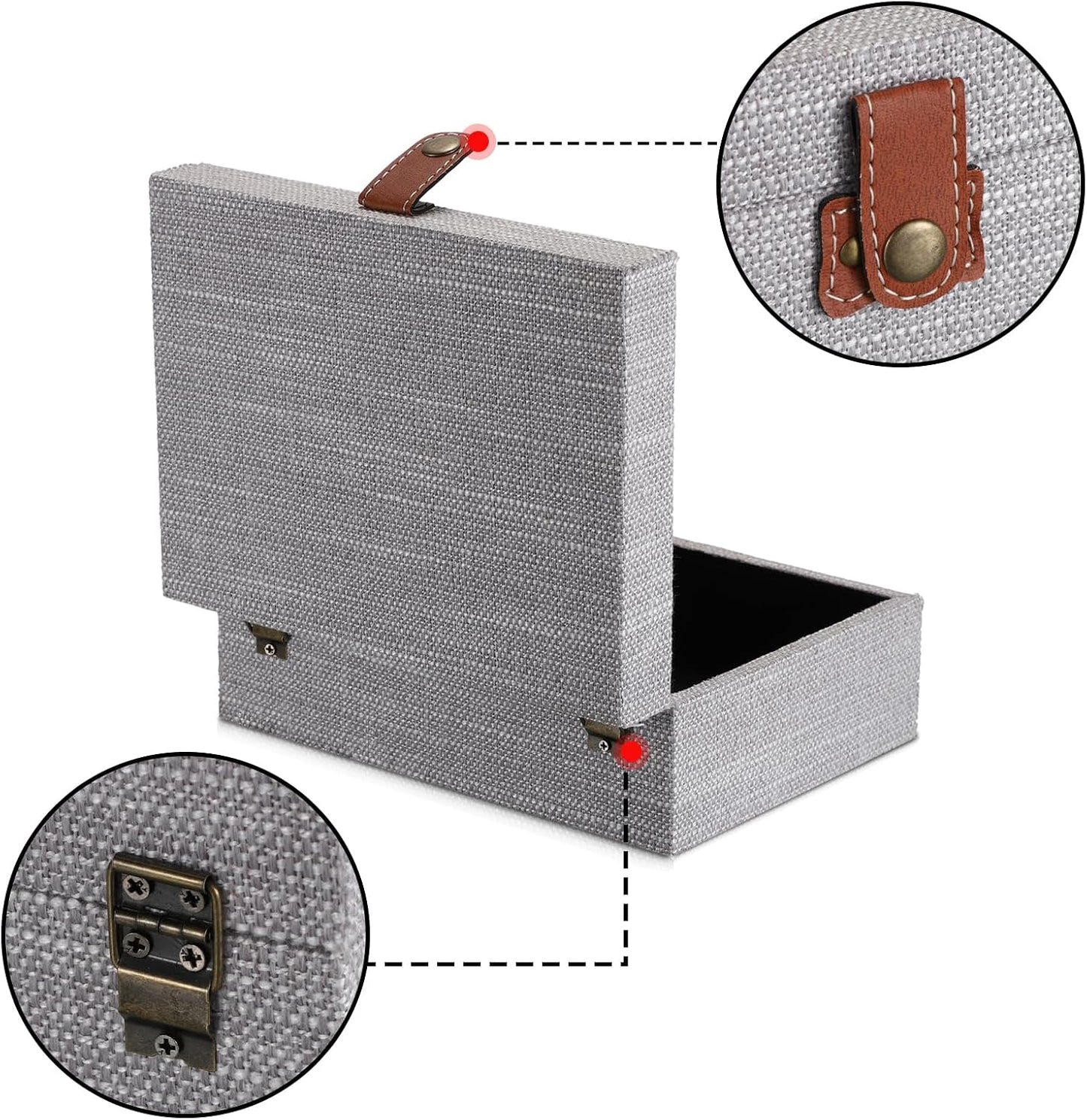 Linen Covered Treasure Chest for Women Gift Photo Organizer / Medium / Gray