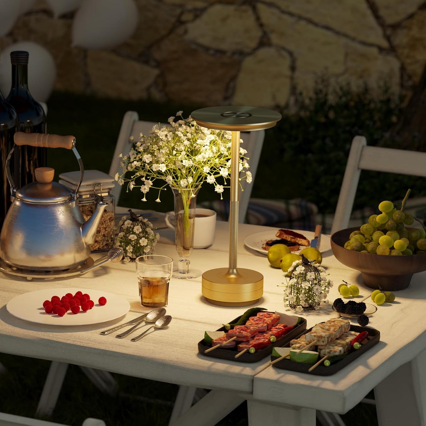 Cordless Rechargeable Table Lamp,LED Portable Battery Table Lights | 5000mAh Outdoor IP54 Waterproof Battery Operated