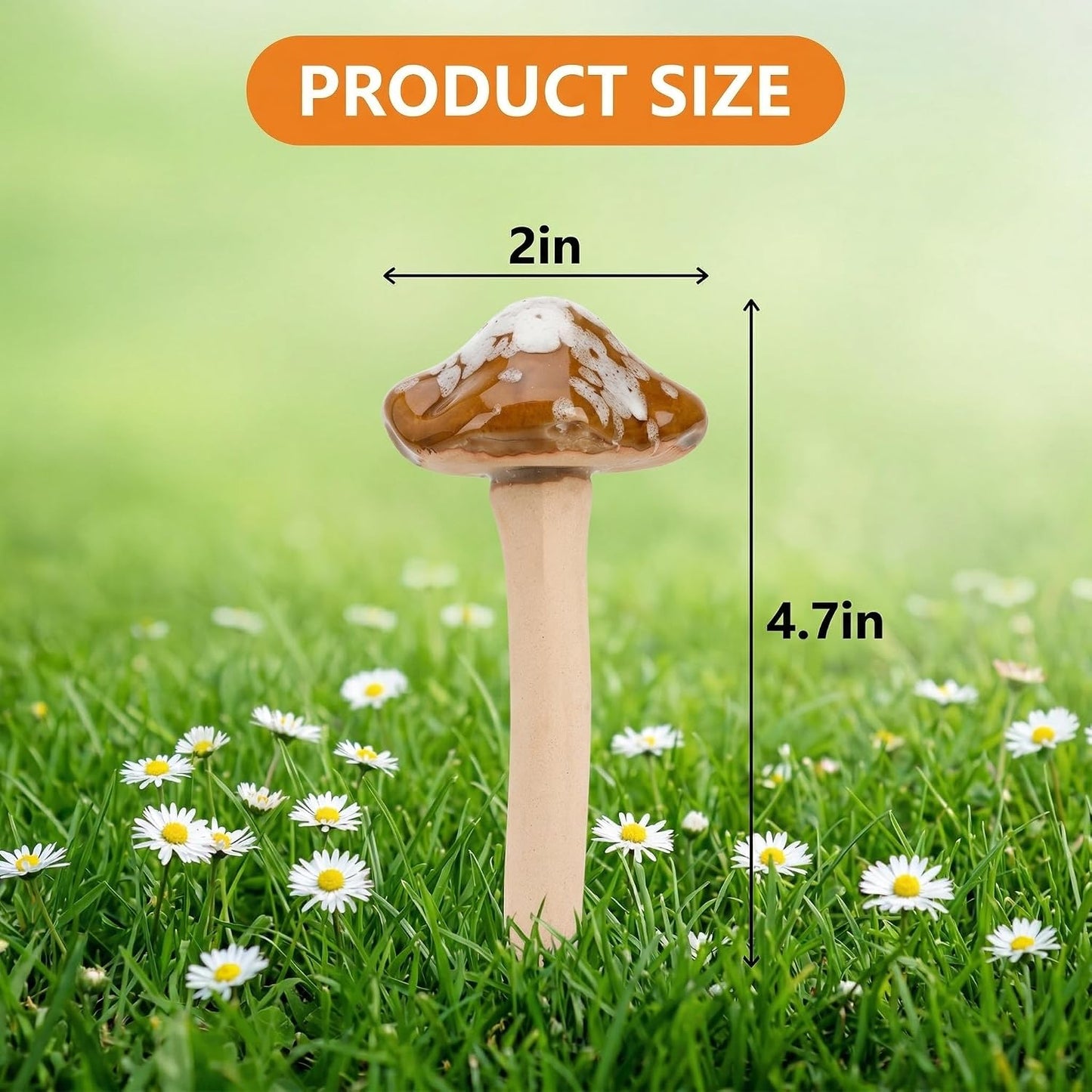 Ceramic Garden Mushrooms / 4.7 Inch / Set of 12