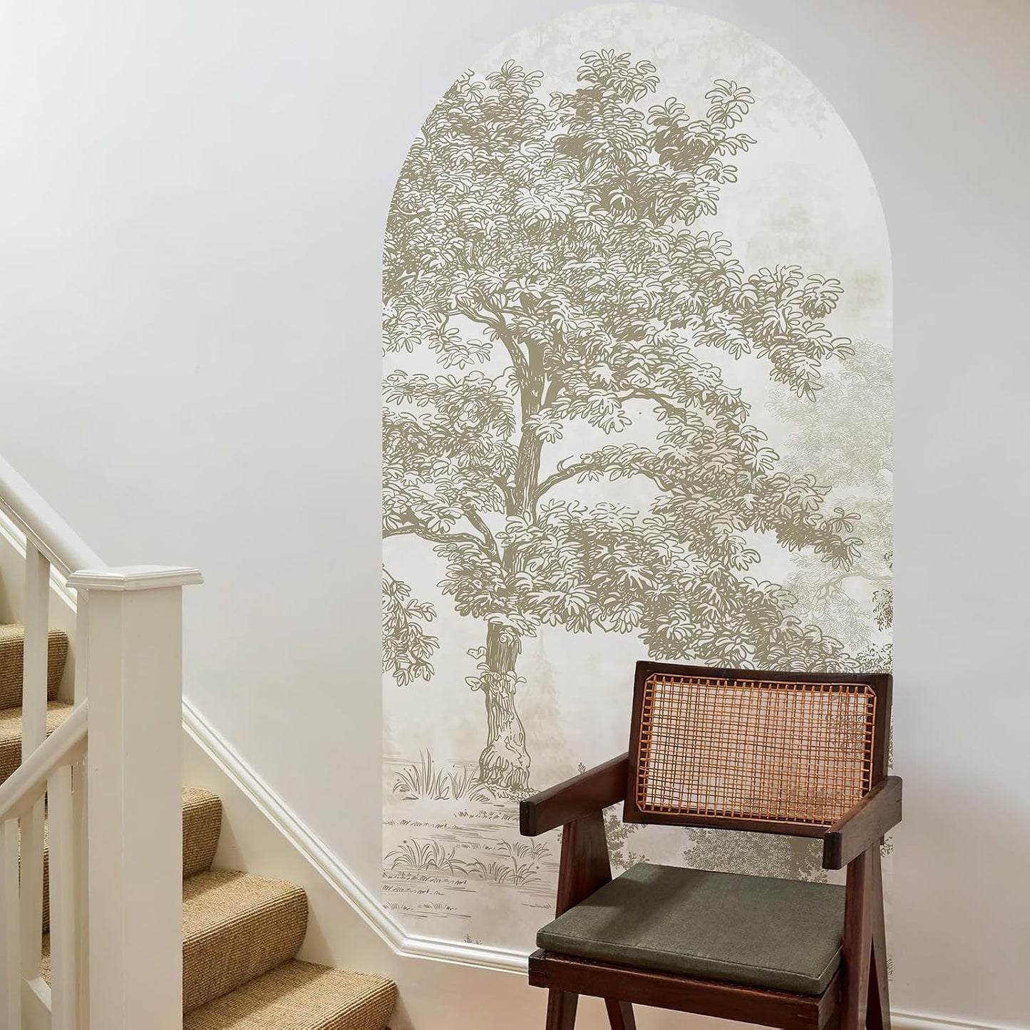 Vintage Forest Arch Wall Decal " Peel and Stick Canvas Waterproof Self-Adhesive Removable / 31 x 59