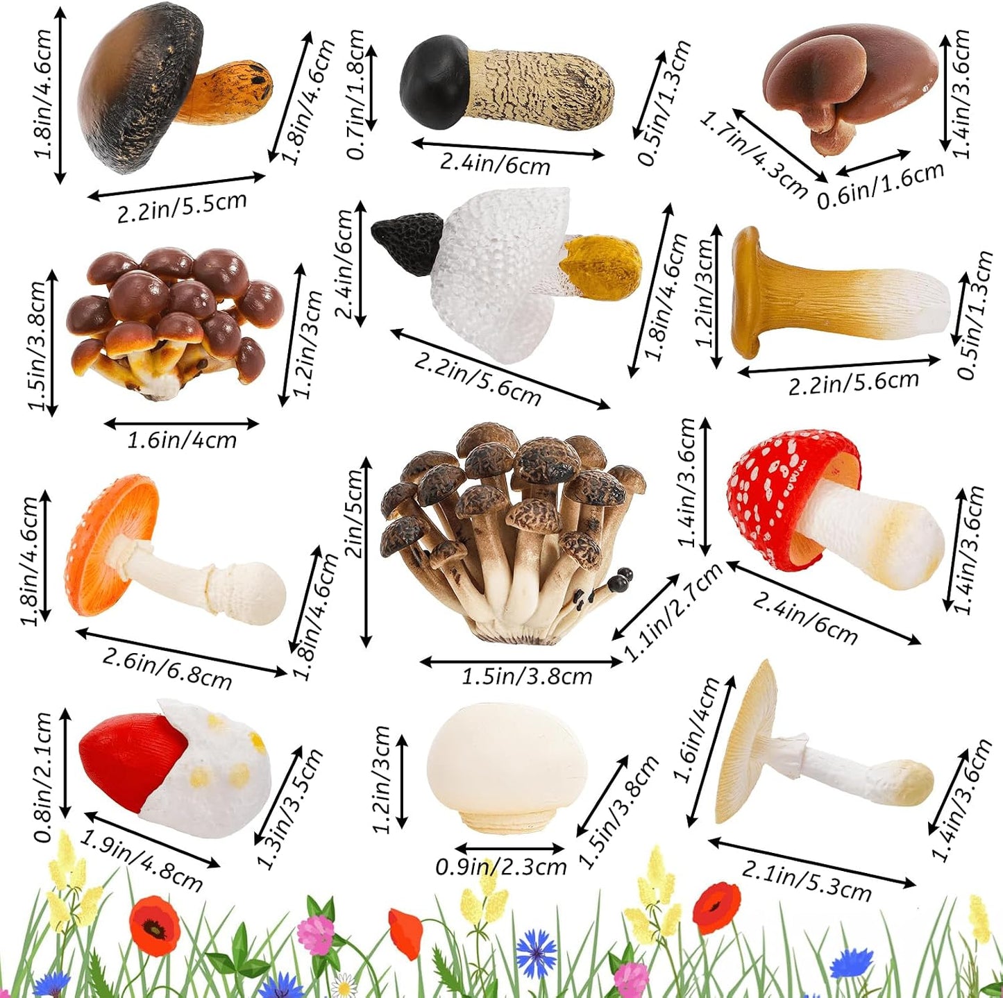 Mini Mushroom Figurines Set / Set of 12