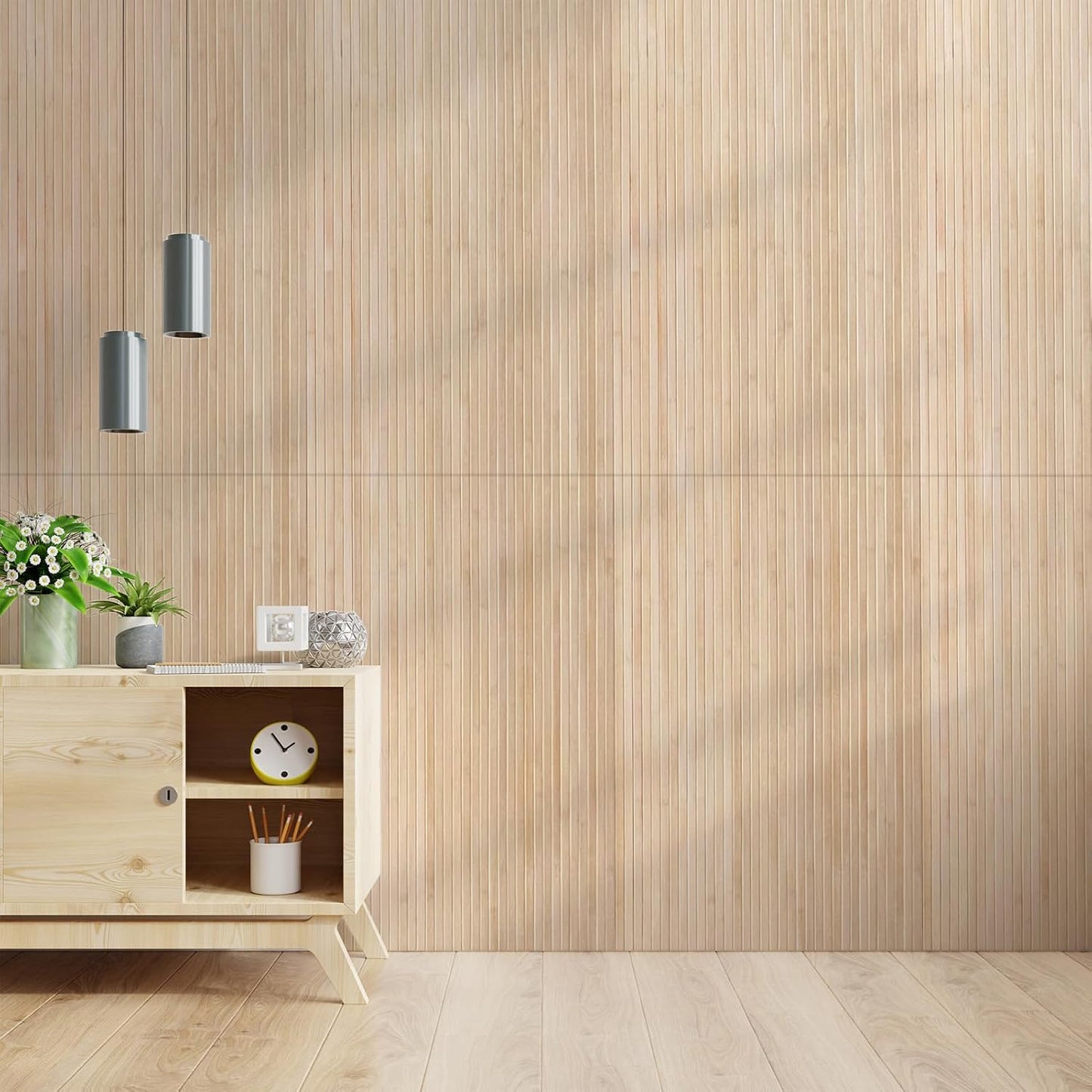 Bamboo Wall Panel for Interior Wall Decor / 48 x 96 / Light-carbonized / Natural
