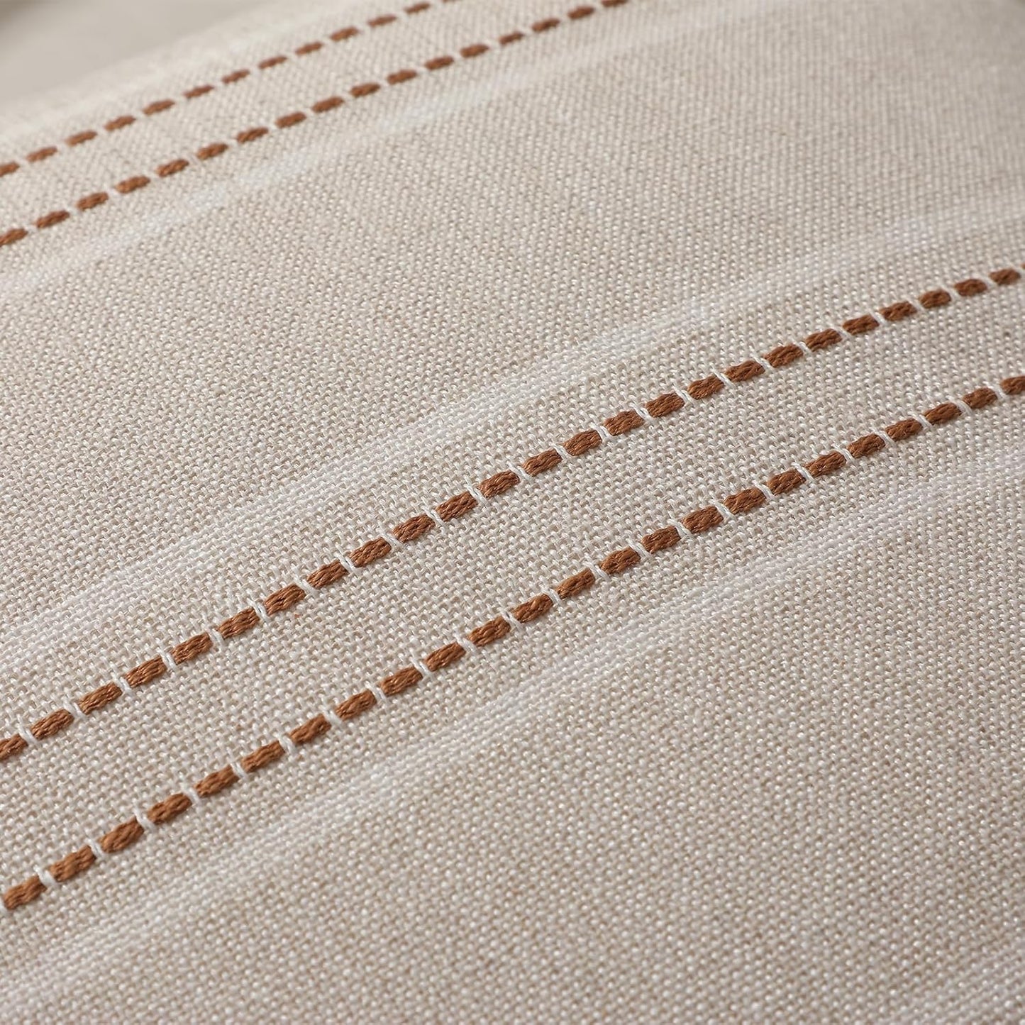 Rust Throw Pillow Covers Striped Fall Pillow Covers Textured Linen / Caramel / 20 x 20 / Set of 2