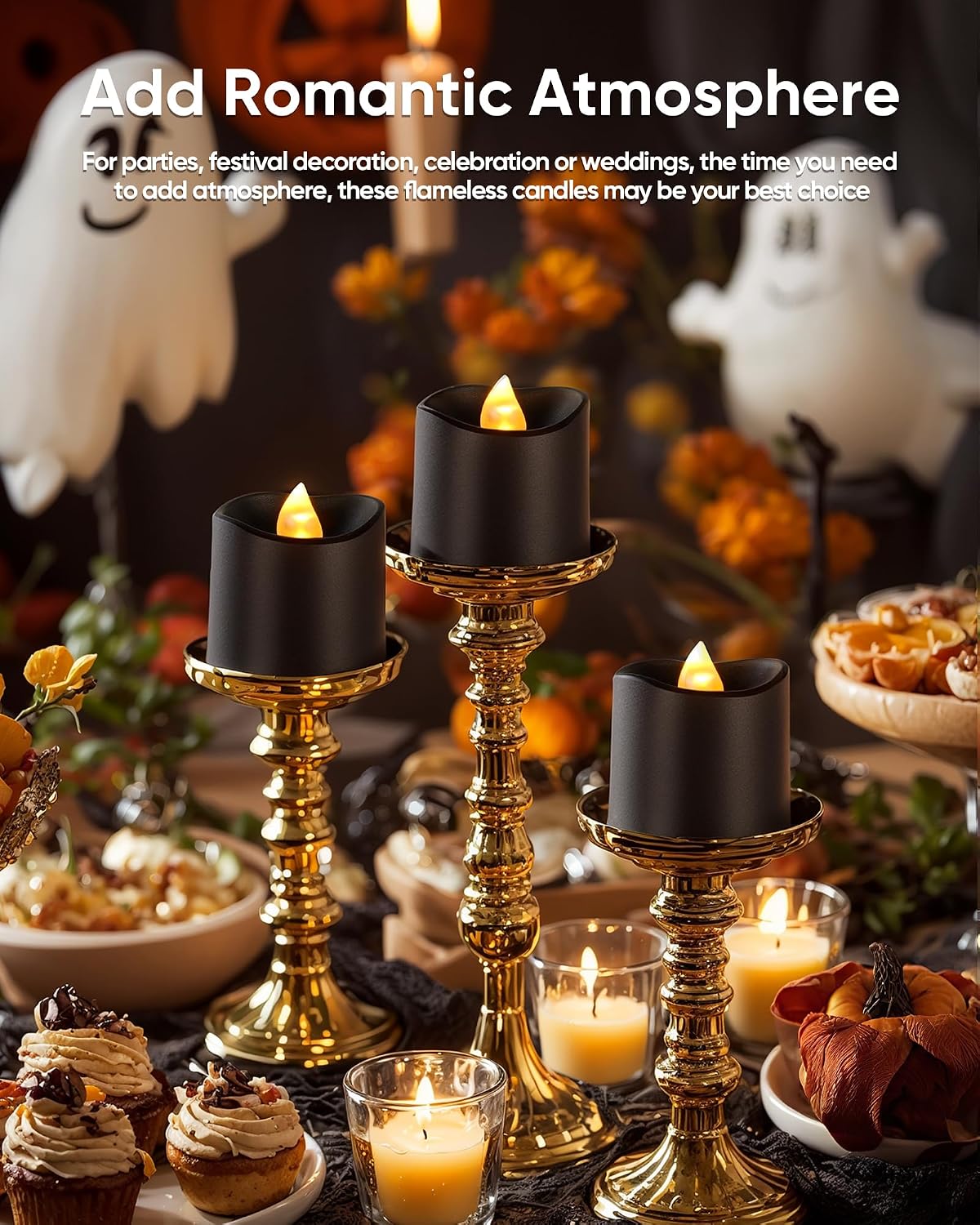 Homemory Black Flameless LED Votive Tealight Candles & Timer Remote, 24Pack | Battery operated, 400+ hour runtime