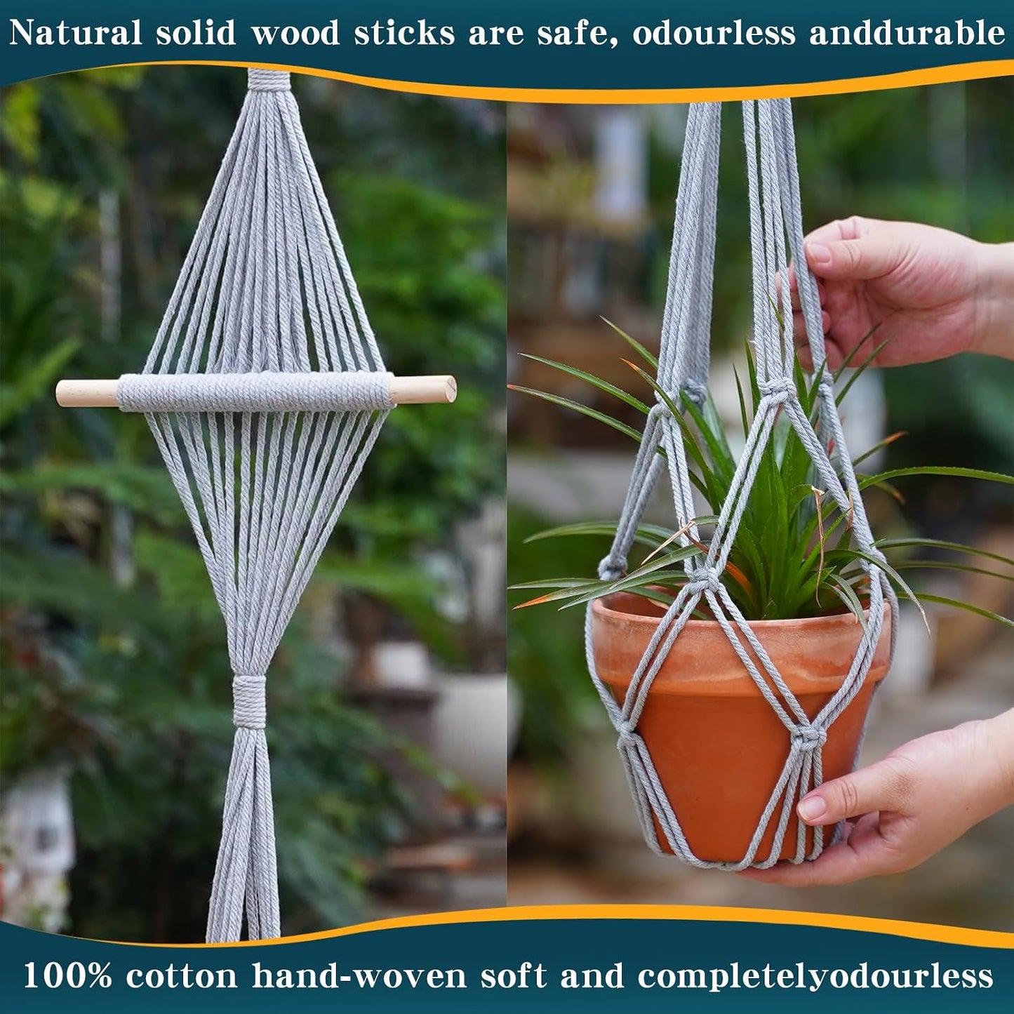 Boho Hanging Planters / Gray Hanger / 10 Inch / Set of 8