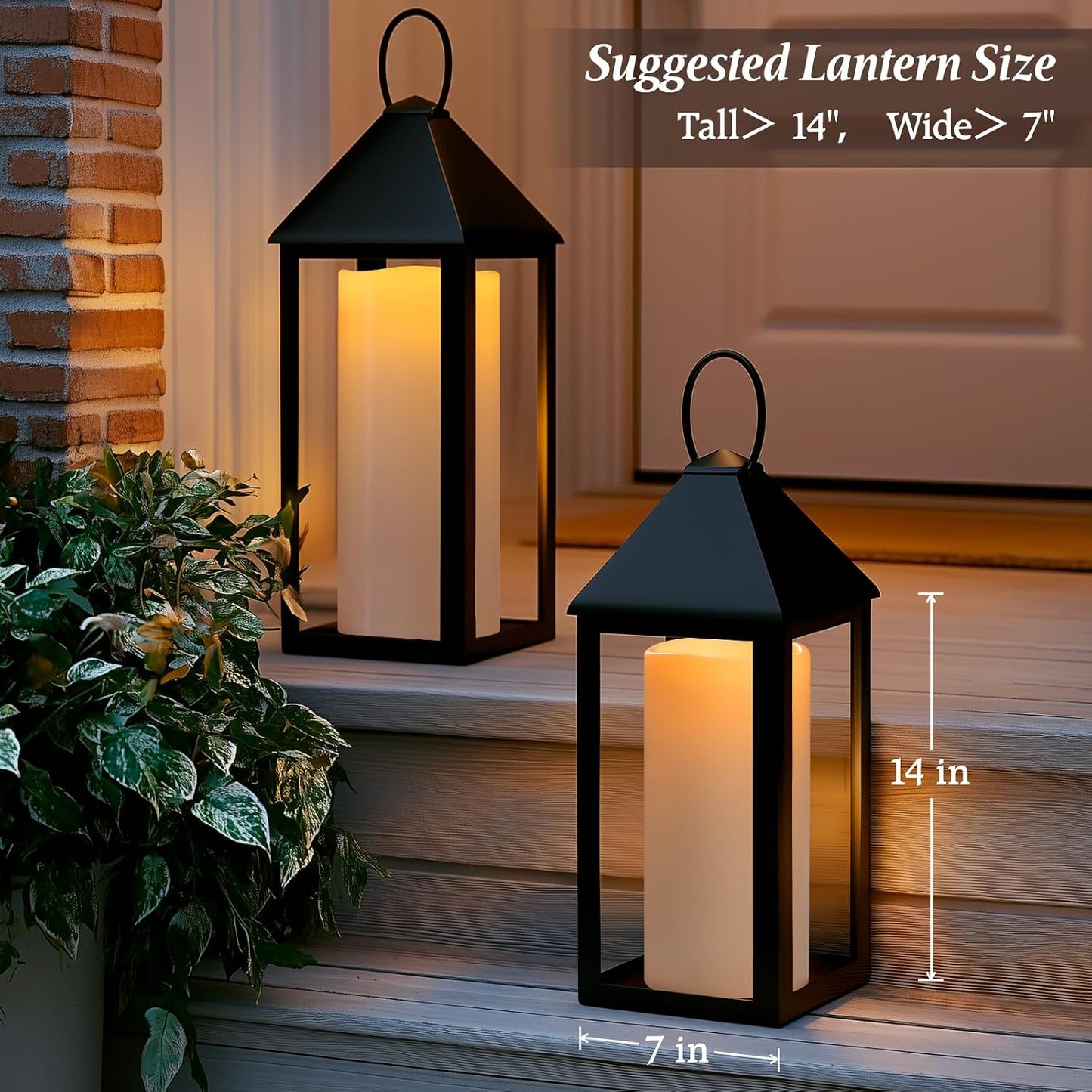 12" x 5" White Large Waterproof Outdoor Flameless Candles Battery Operated LED Flickering Pillar Candles with Remote