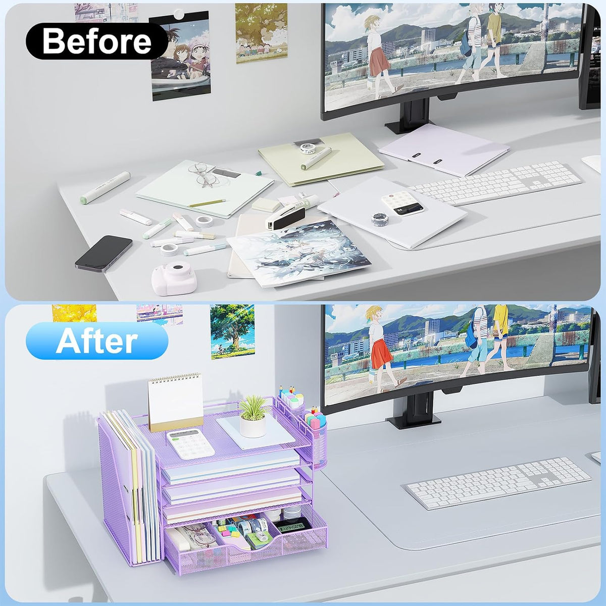 gianotter 5-Tier Desk Organizer with Drawers and File Holders | Letter Trays and Pen Holders - Workspace Accessories