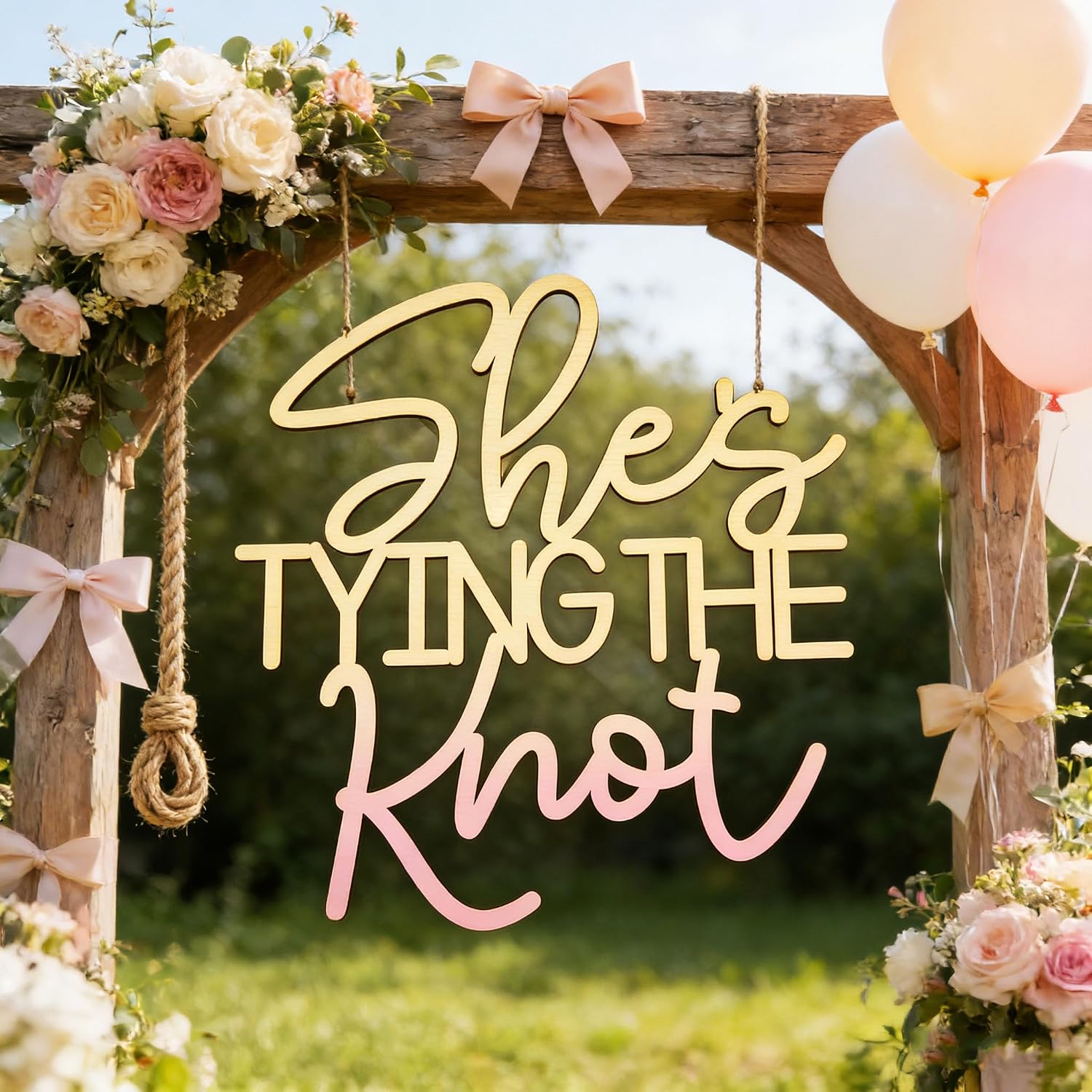 She's Tying The Knot Wedding Shower Wooden Sign