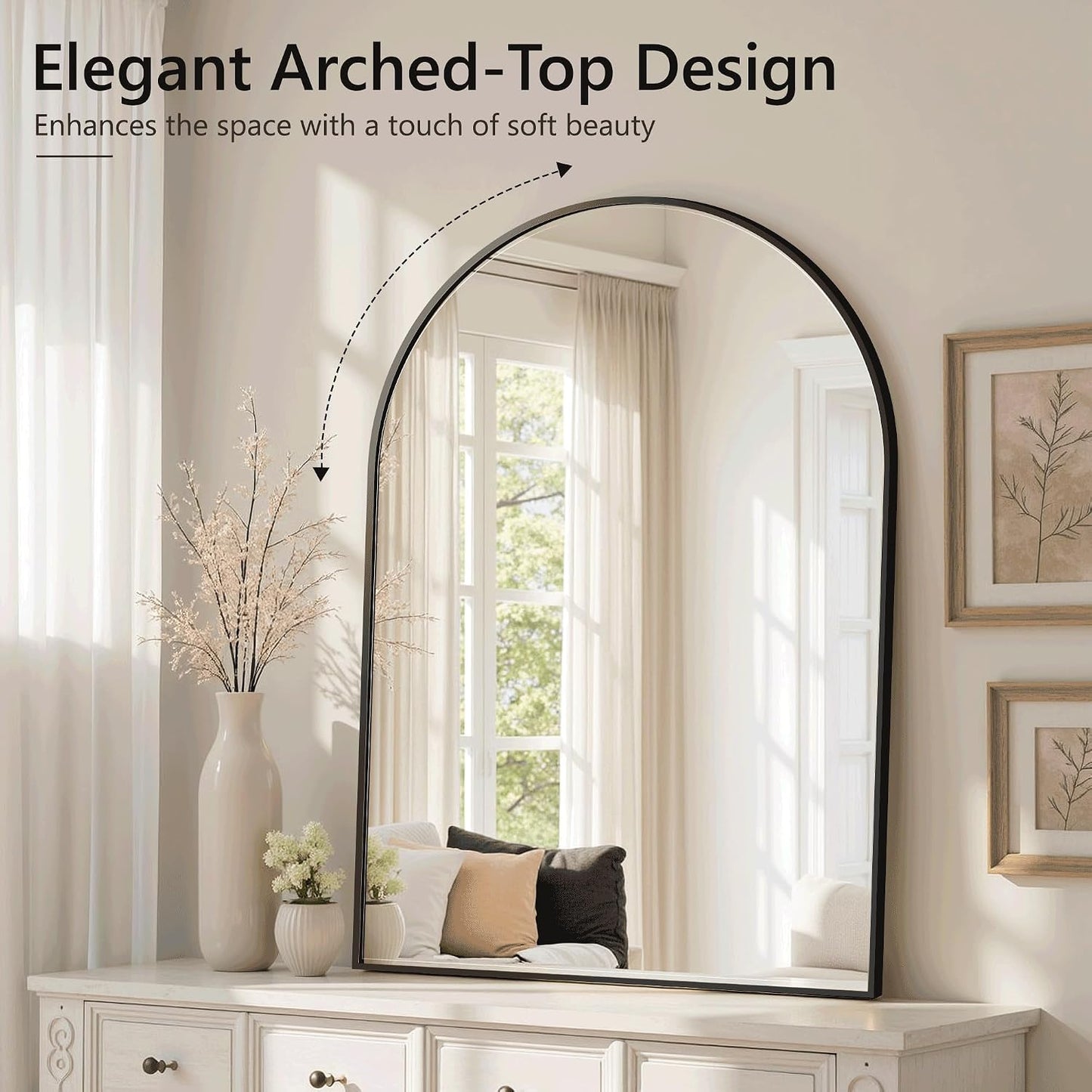 Black Metal Frame Vanity Mirror / Matte Black / 38"L x 26"W / 38 x 26