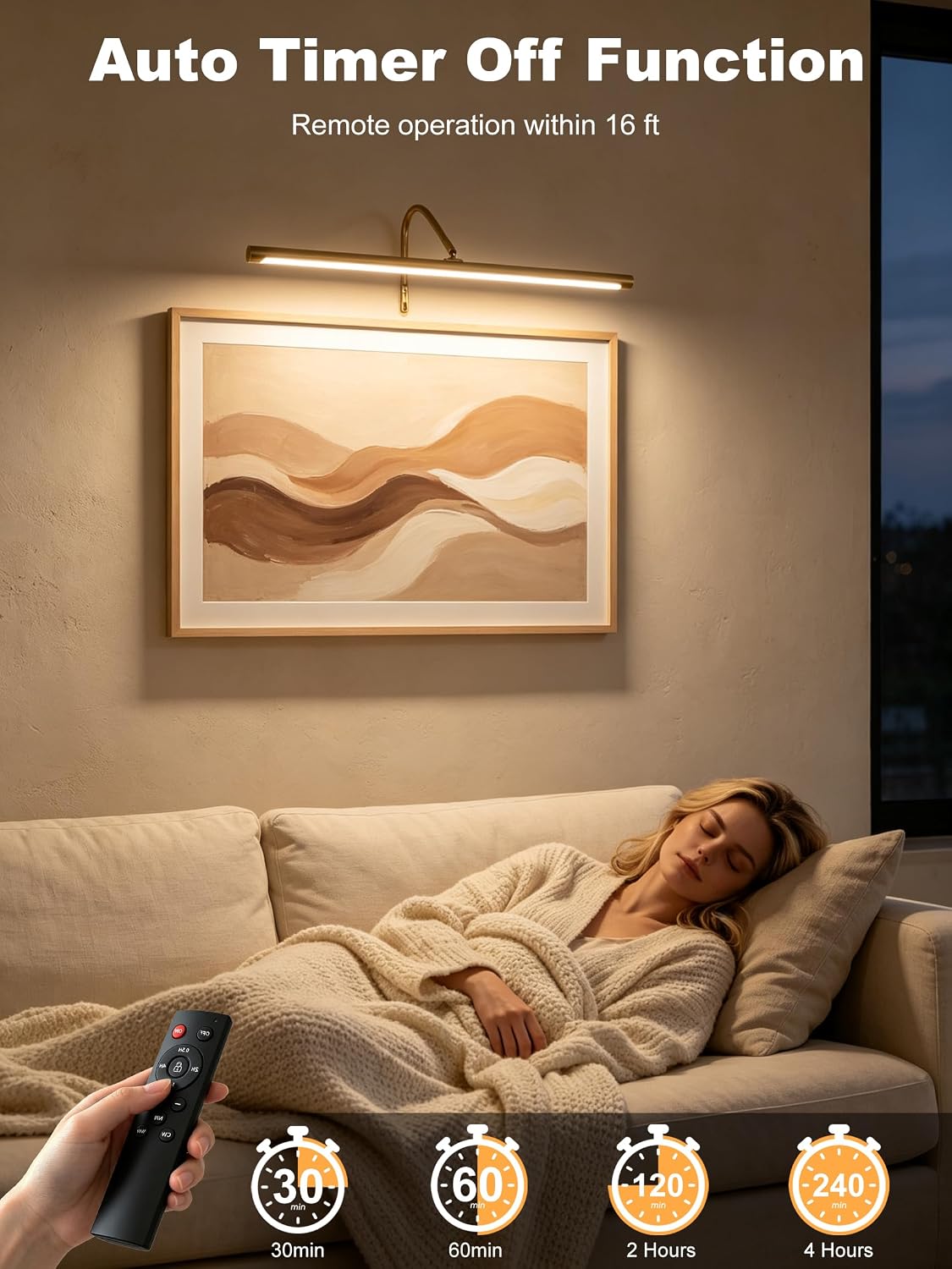 ZitoStory Plug in Picture Light for Wall, Modern Dimmable Picture Frame Lights with Remote LED Wall Art Lights for