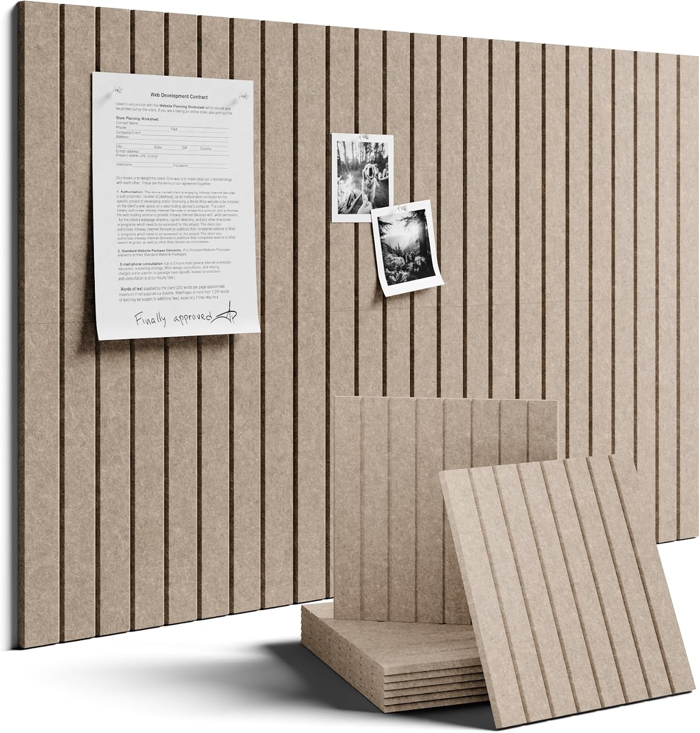 Fluxynara 36" x 24" Large Felt Bulletin Board, Taupe