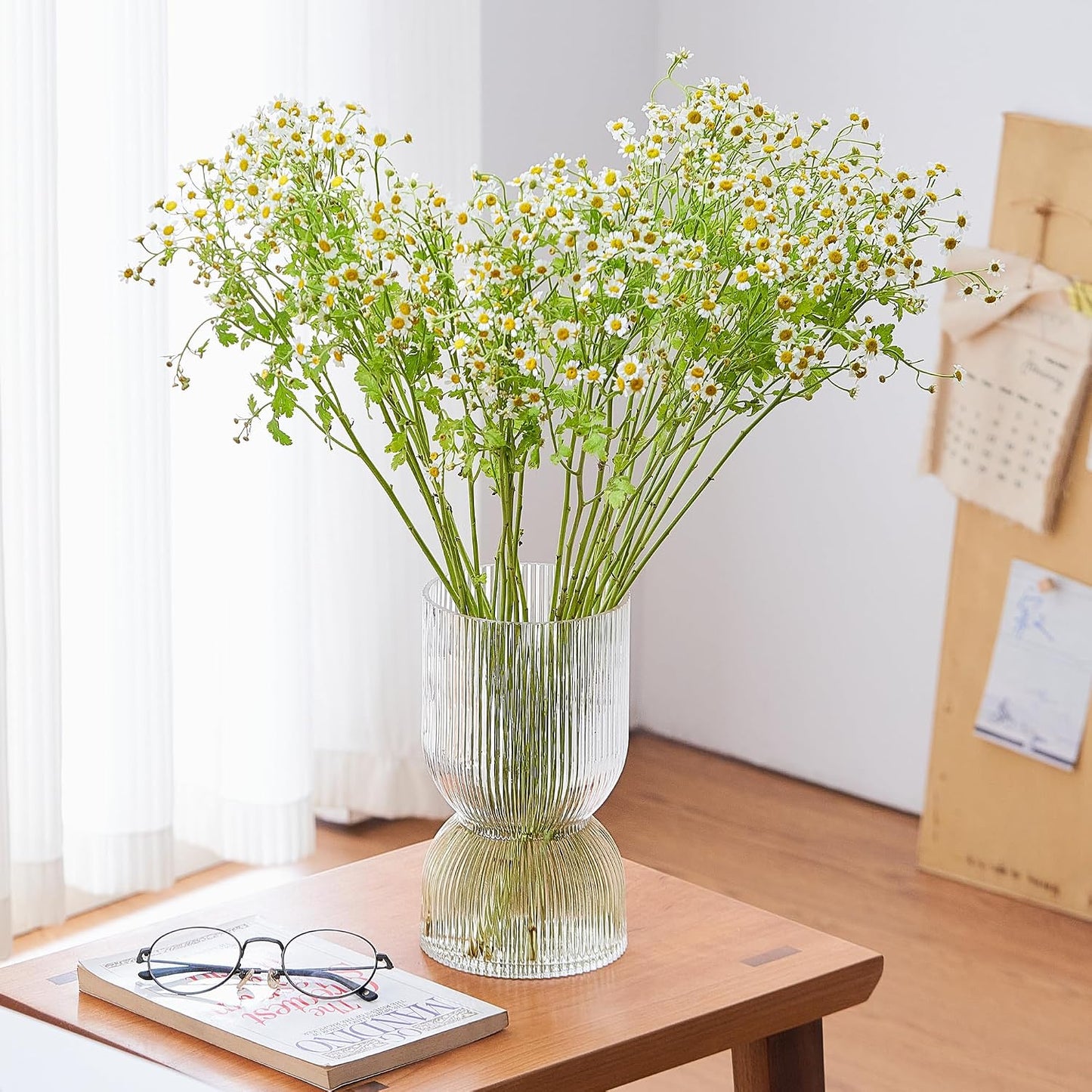 Clear Ribbed Thickened Glass Vases / Glass Bud Clear / 7.5 Inch
