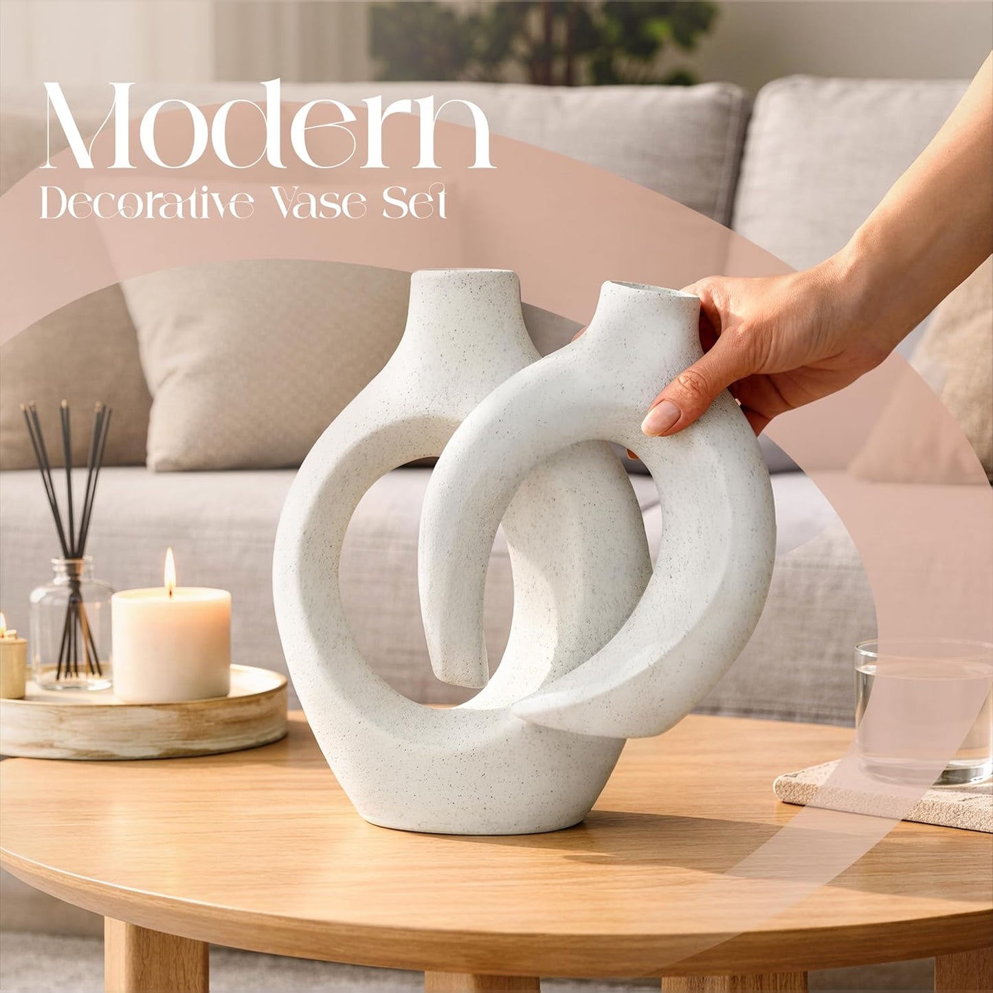 Elegant Donut Style Ceramic Vases / Set of 2