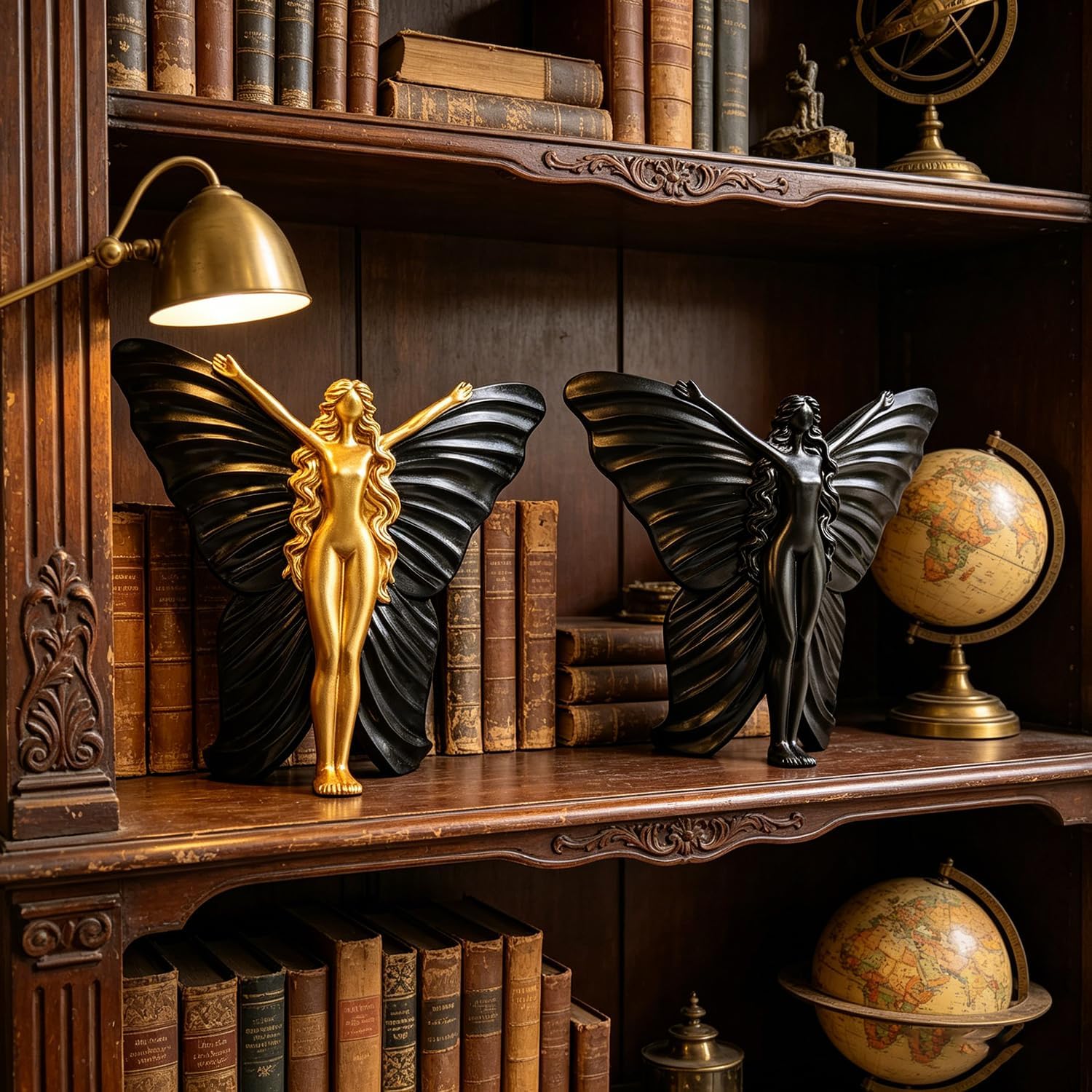 Abstract Modern Butterfly Fairy Statue / Black Gold