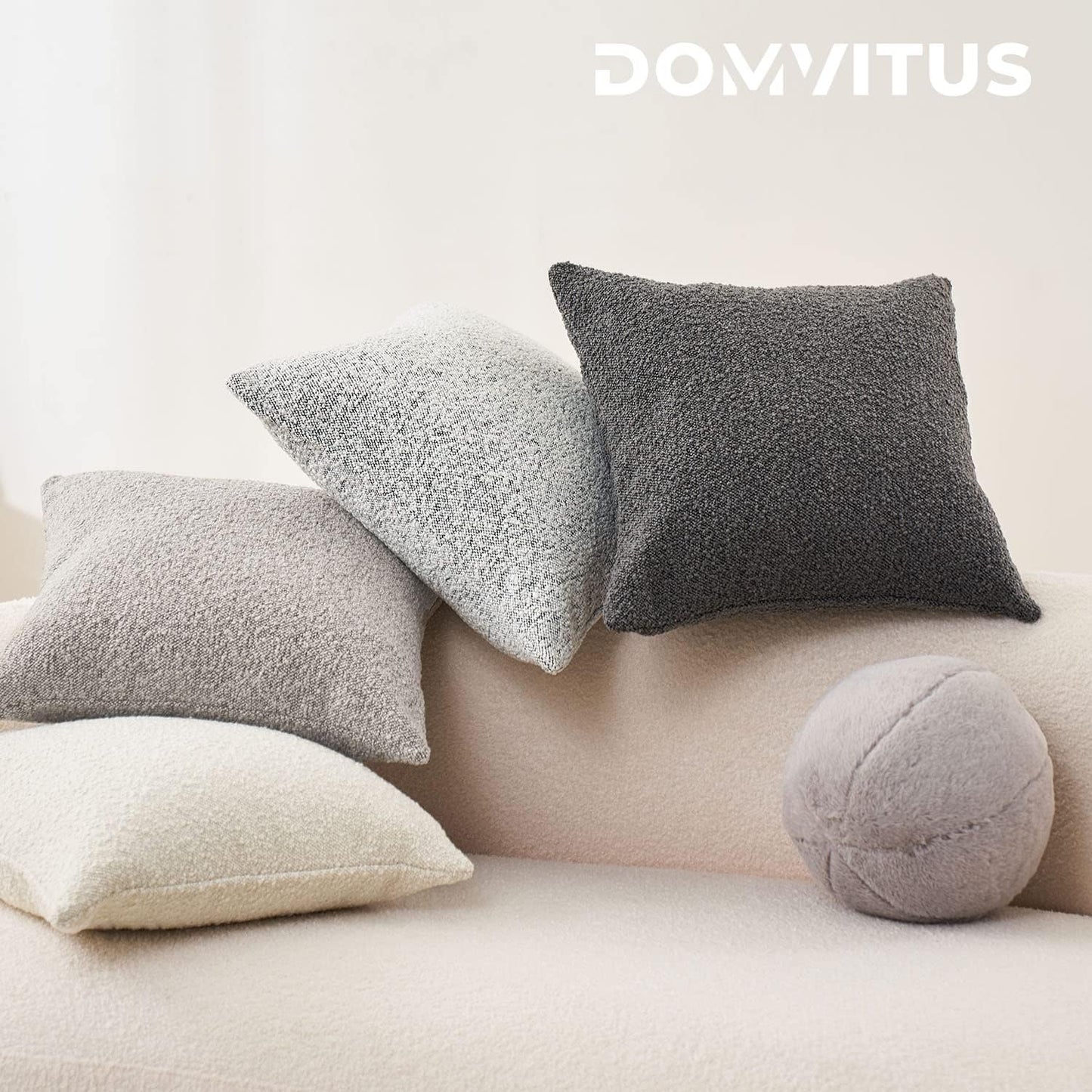 Boucle Pillow Covers Throw Pillow Covers Decorative Pillows for Bed Sofa / Graphite Grey / 20 x 20