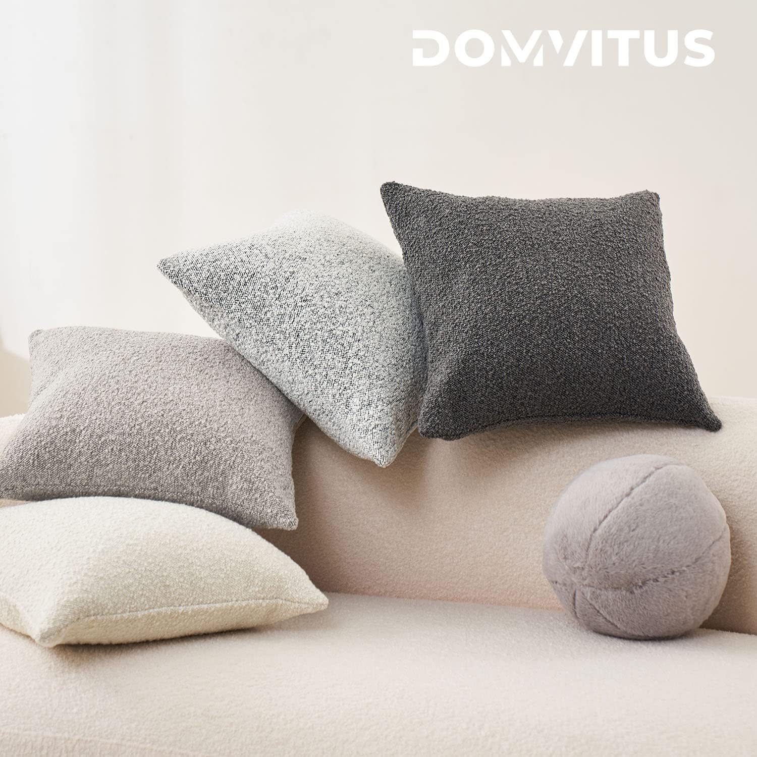 Boucle Pillow Covers Throw Pillow Covers Decorative Pillows for Bed Sofa / Graphite Grey / 20 x 20