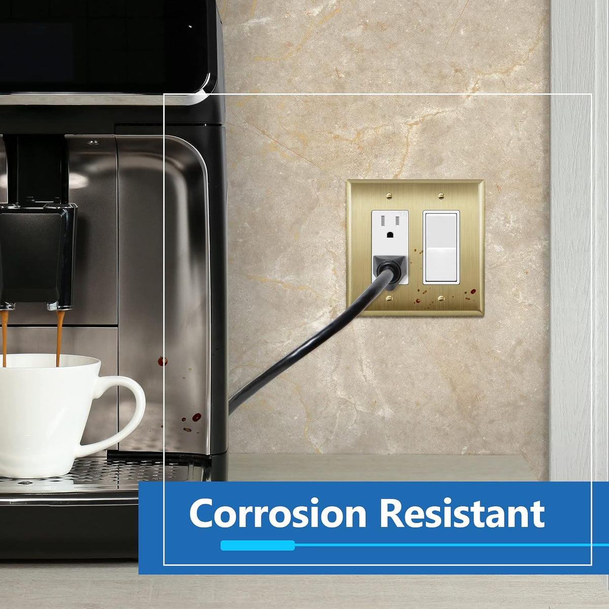 LIDER Decorator Switch or Receptacle Metal Wall Plate, Mid-Size 2-Gang | Stainless Steel, Corrosion Resistant, Brushed