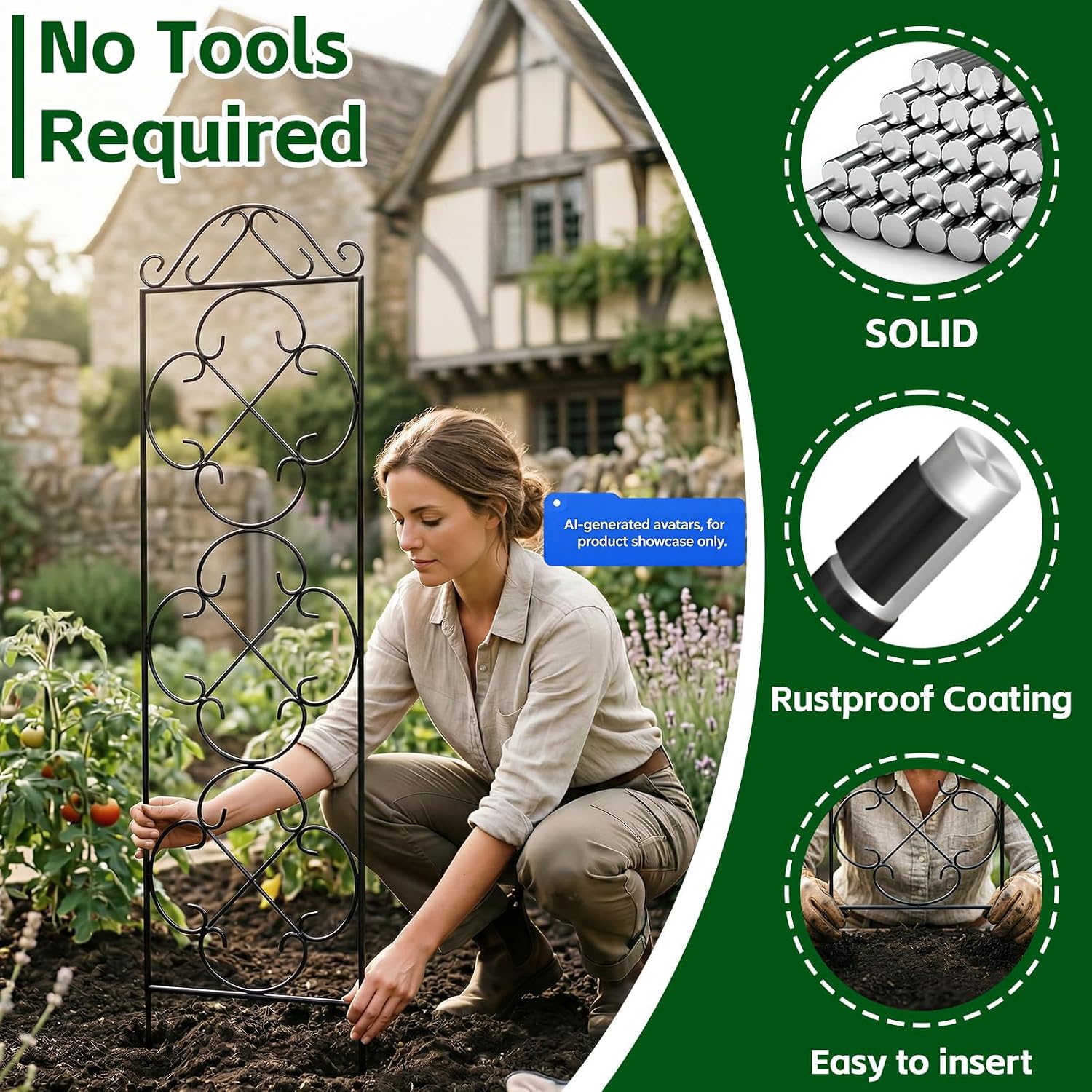 4 Pack 48" x 12.5" Metal Trellis for Potted Plants and Planters | Garden Trellis for Climbing Plants,Rust-Resistant