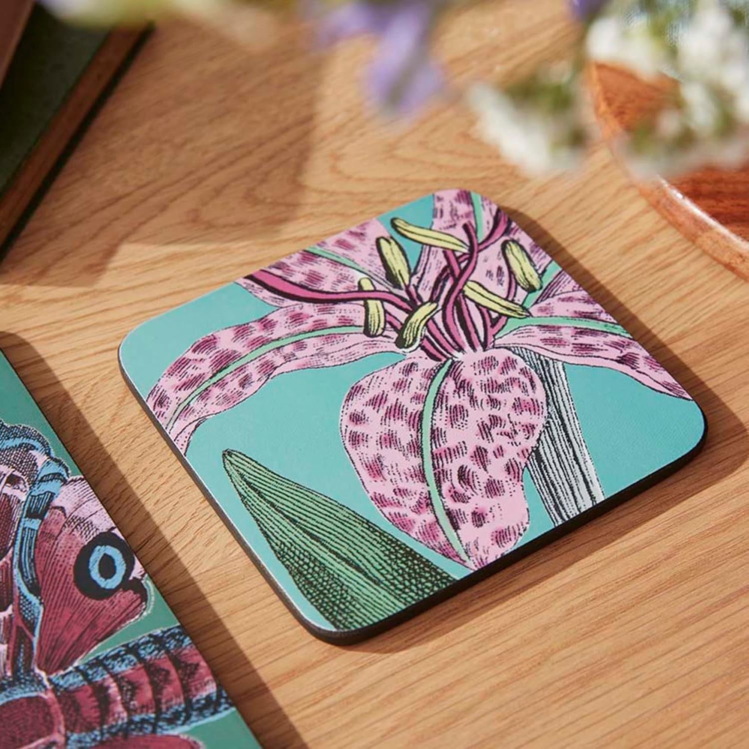 Floral & Butterfly Drink Coasters / Set of 6