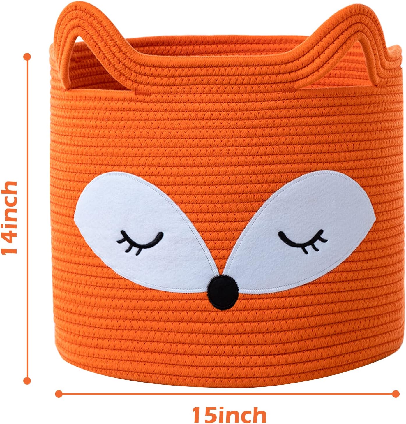 Fox Toy Basket Cotton Rope Animal Baskets Laundry Hamper for Toys / Orange / Orange Fox