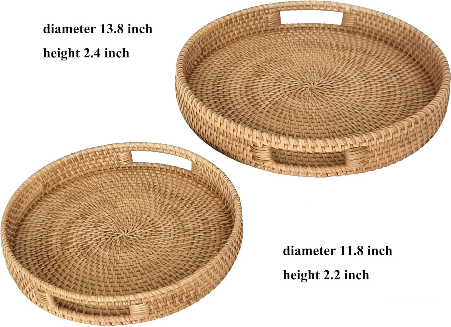 Round Rattan Trays / Natural / Set of 2