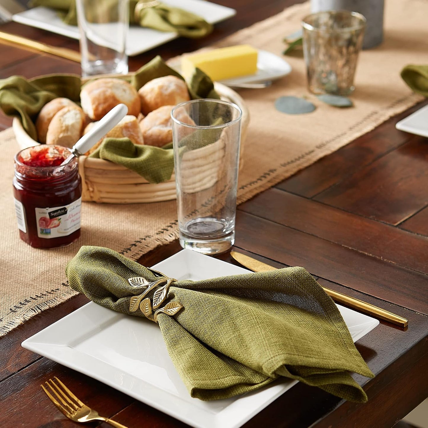 DII Variegated Tabletop Collection, Napkin Set, 20x20, Olive Green, 6 Piece