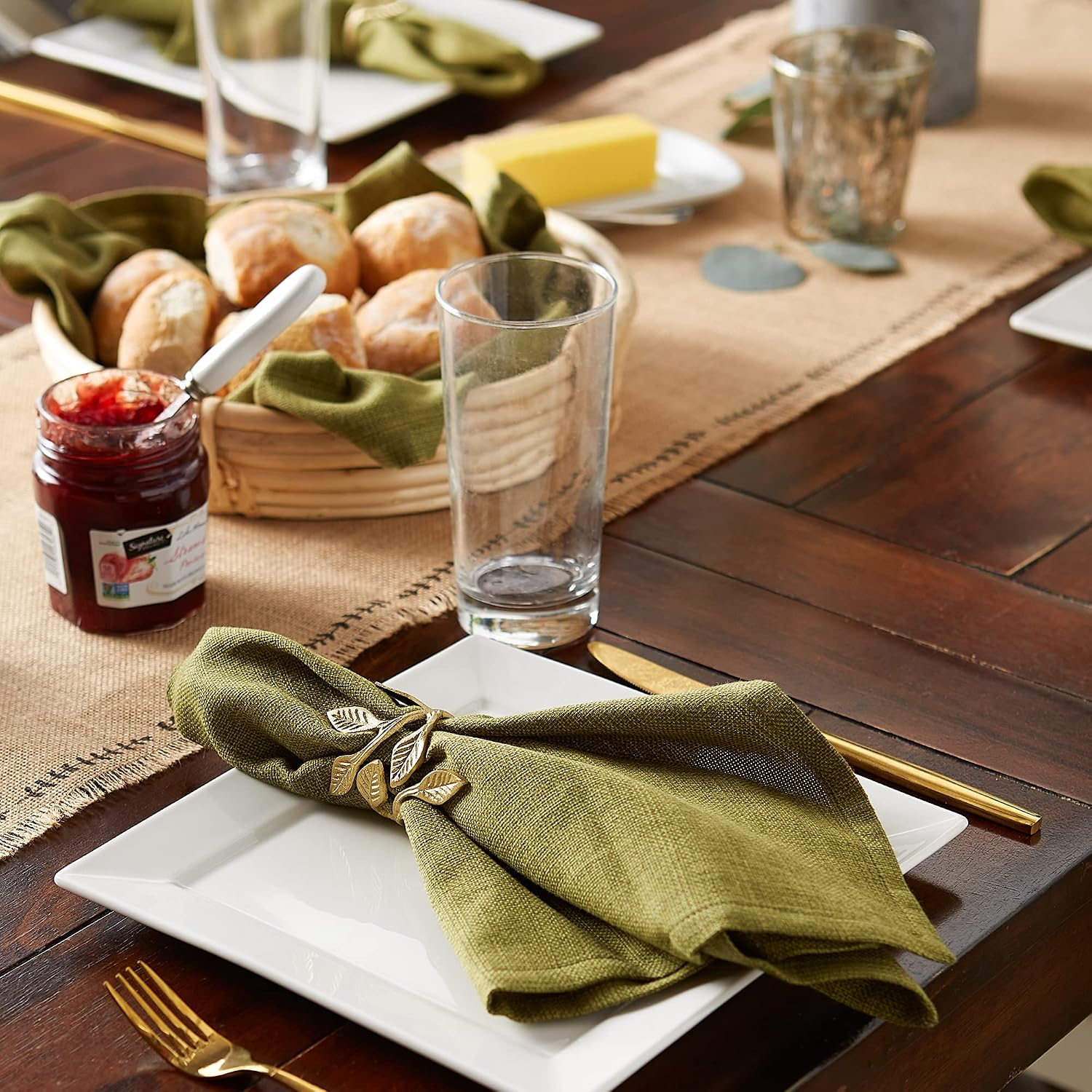 DII Variegated Tabletop Collection, Napkin Set, 20x20, Olive Green, 6 Piece