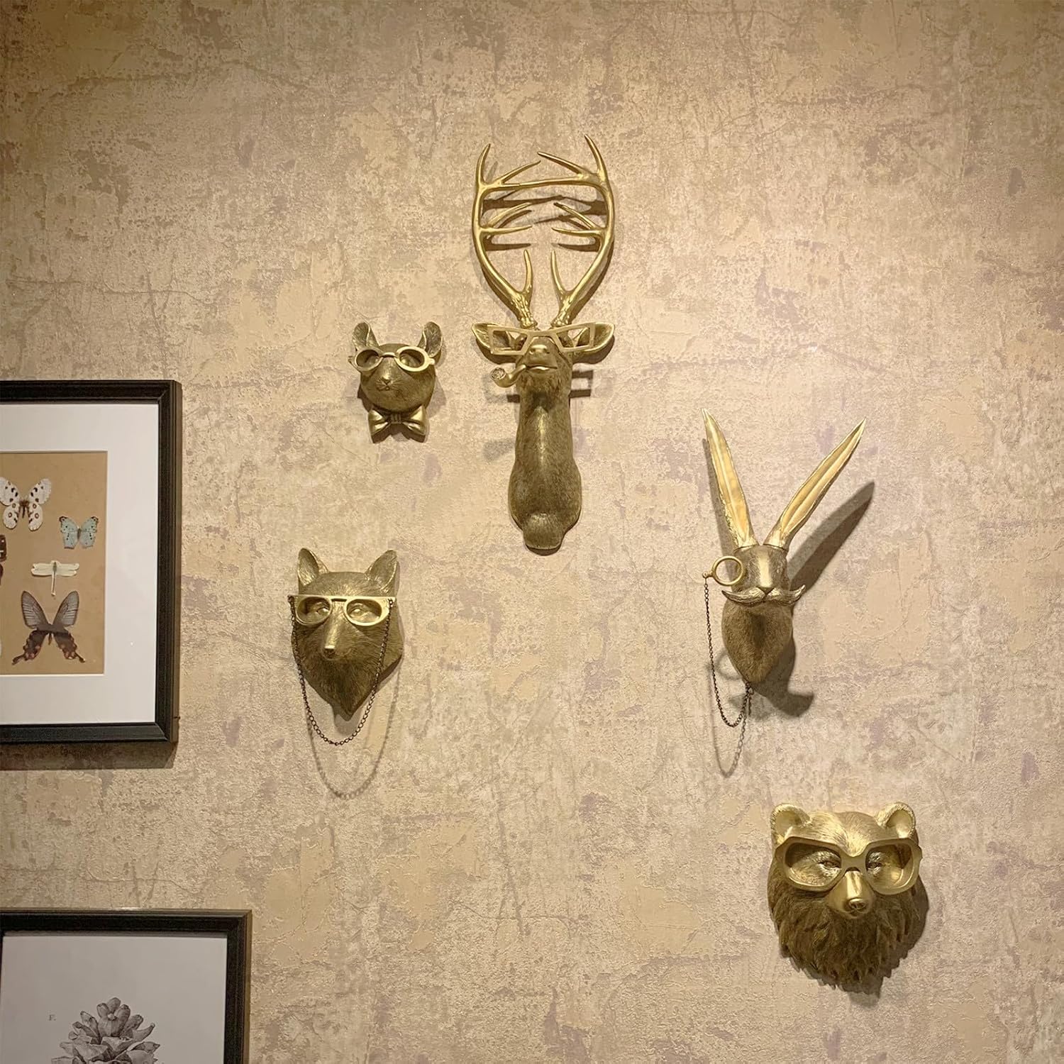 Faux Deer Head Mount / Gold / Set of 5