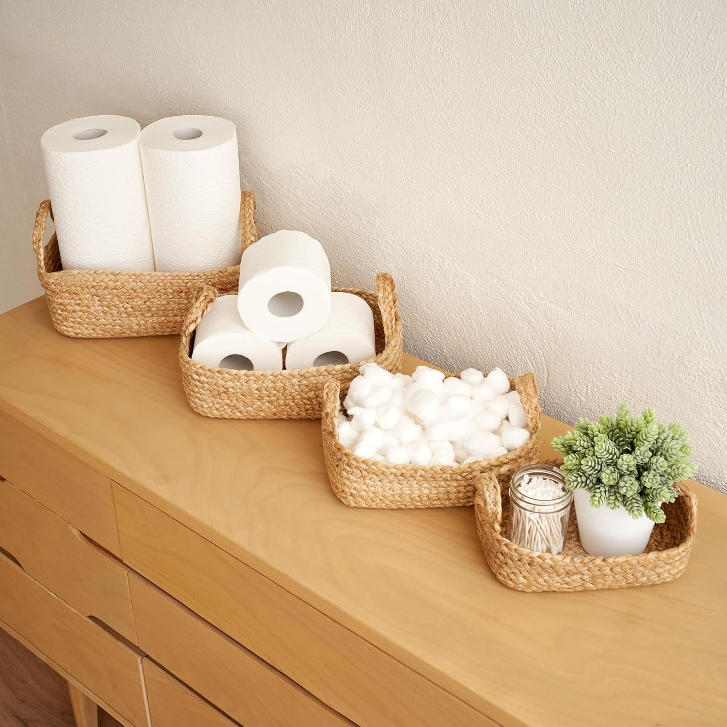 Storage Basket / Jute Rope Baskets / Natural / Set of 4