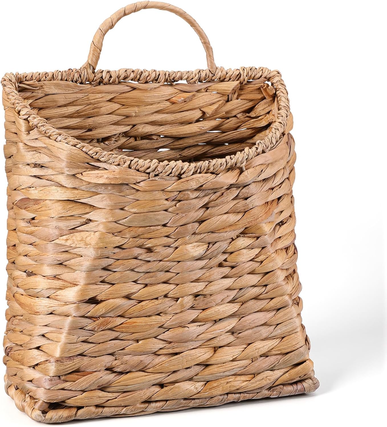 Woven Hanging Wall Basket Water Hyacinth Woven Wall Mounted Organizer Handmade Rattan Baskets