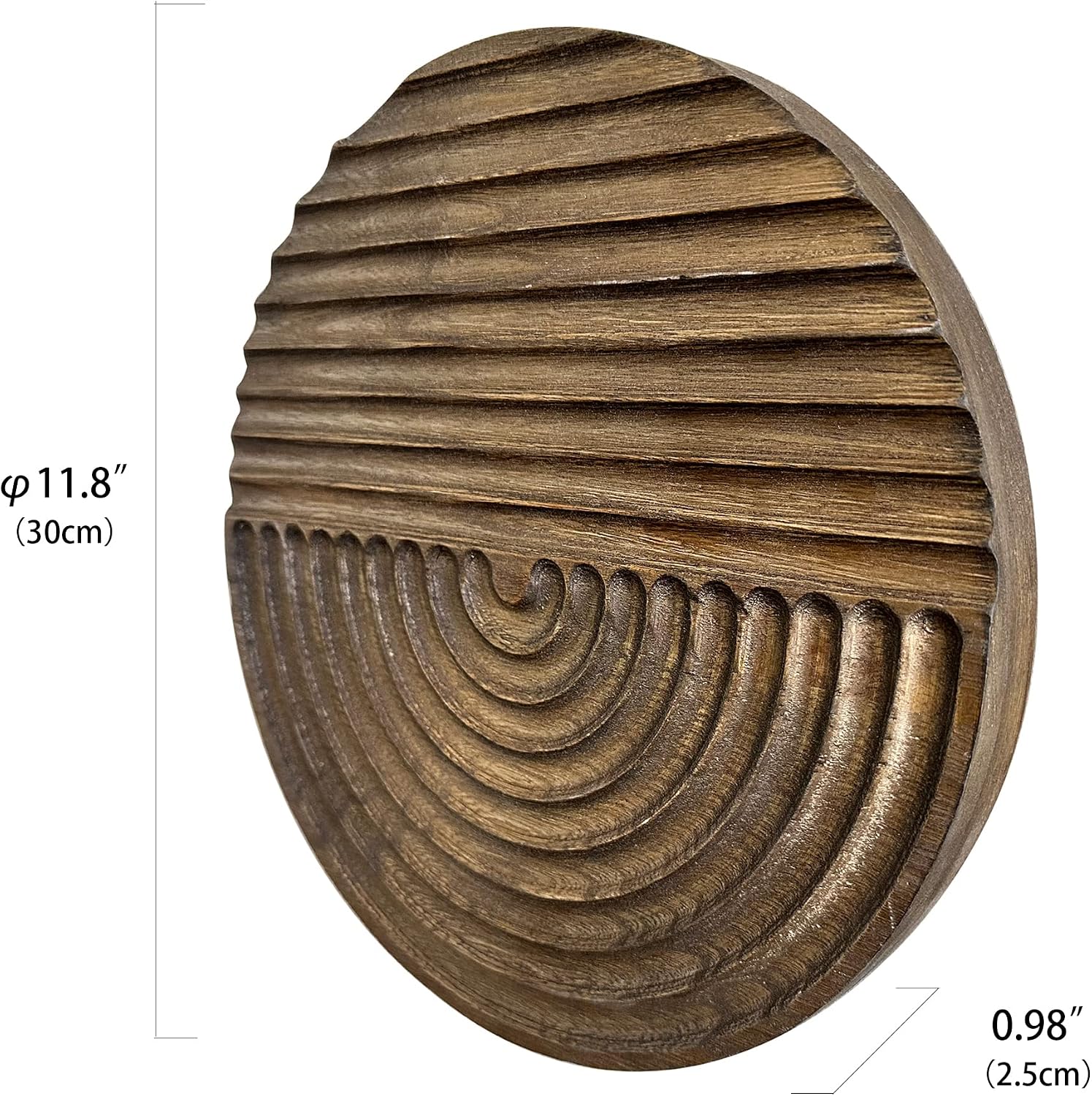 Hand-carved Wood Wall Decor featuring Artistic Round Design for Farmhouse and Country-style / Brown