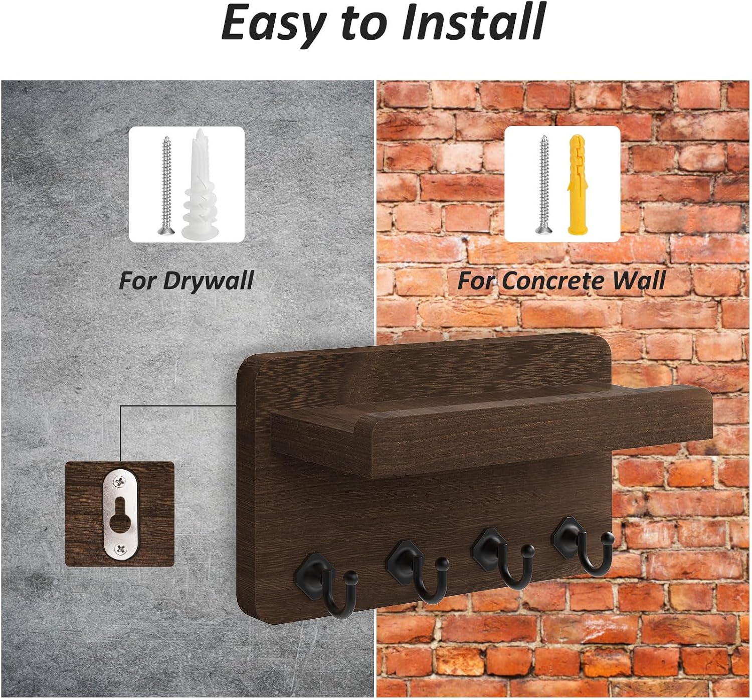 Small Home Decor Wooden Wall Organizer / Brown / Small - 8.5 Inch / 8.5 Inch