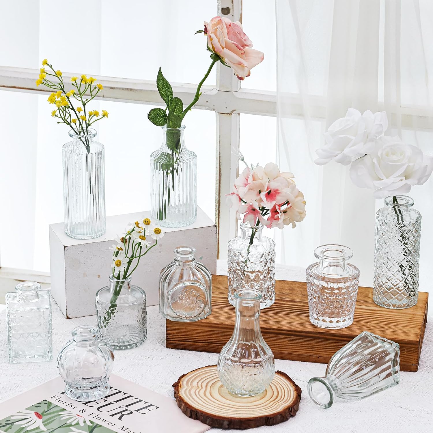 Glass Bud Vase Bulk Set / Clear / Set of 36