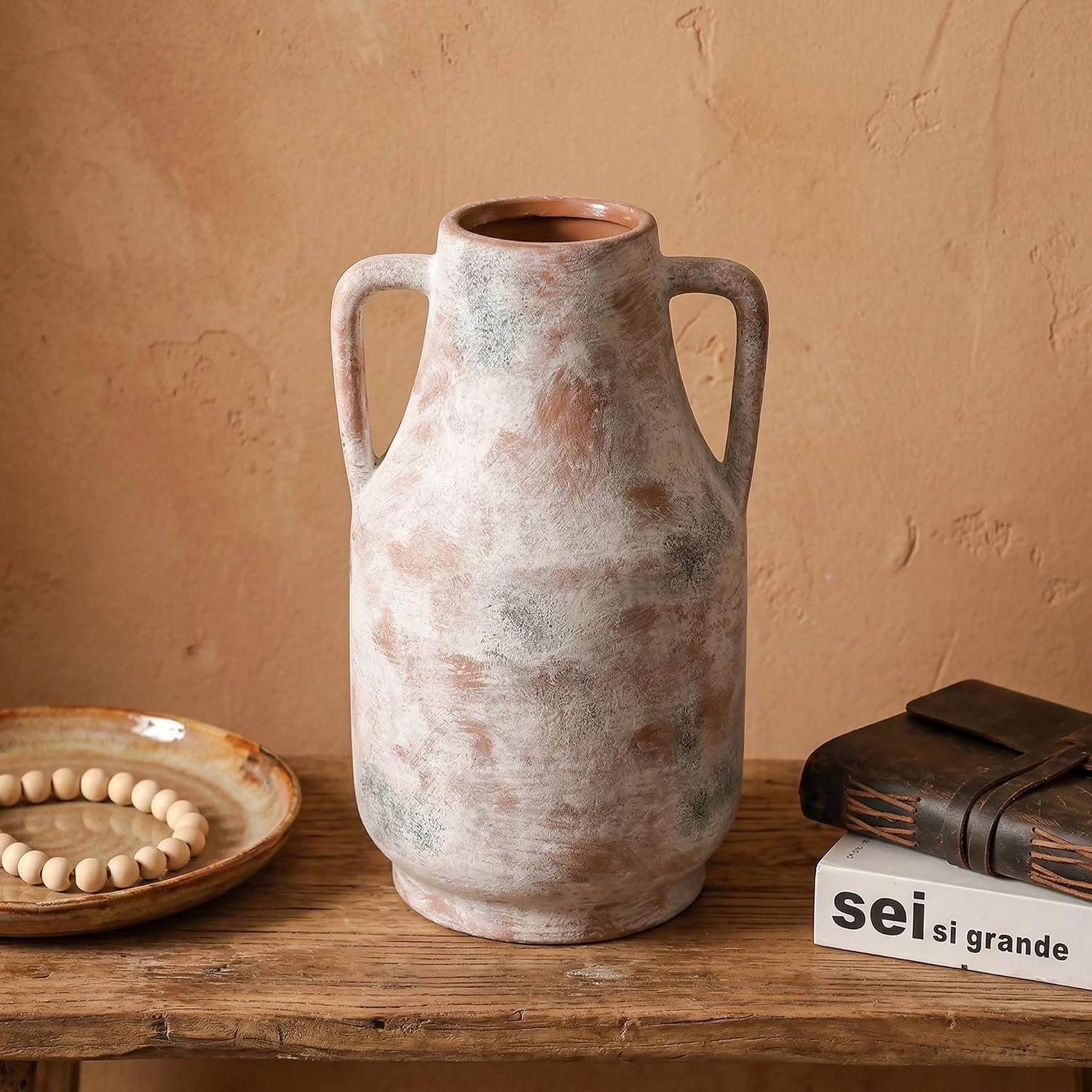 Tall Ceramic Vase / 11inch-terracotta / White / 11 Inch