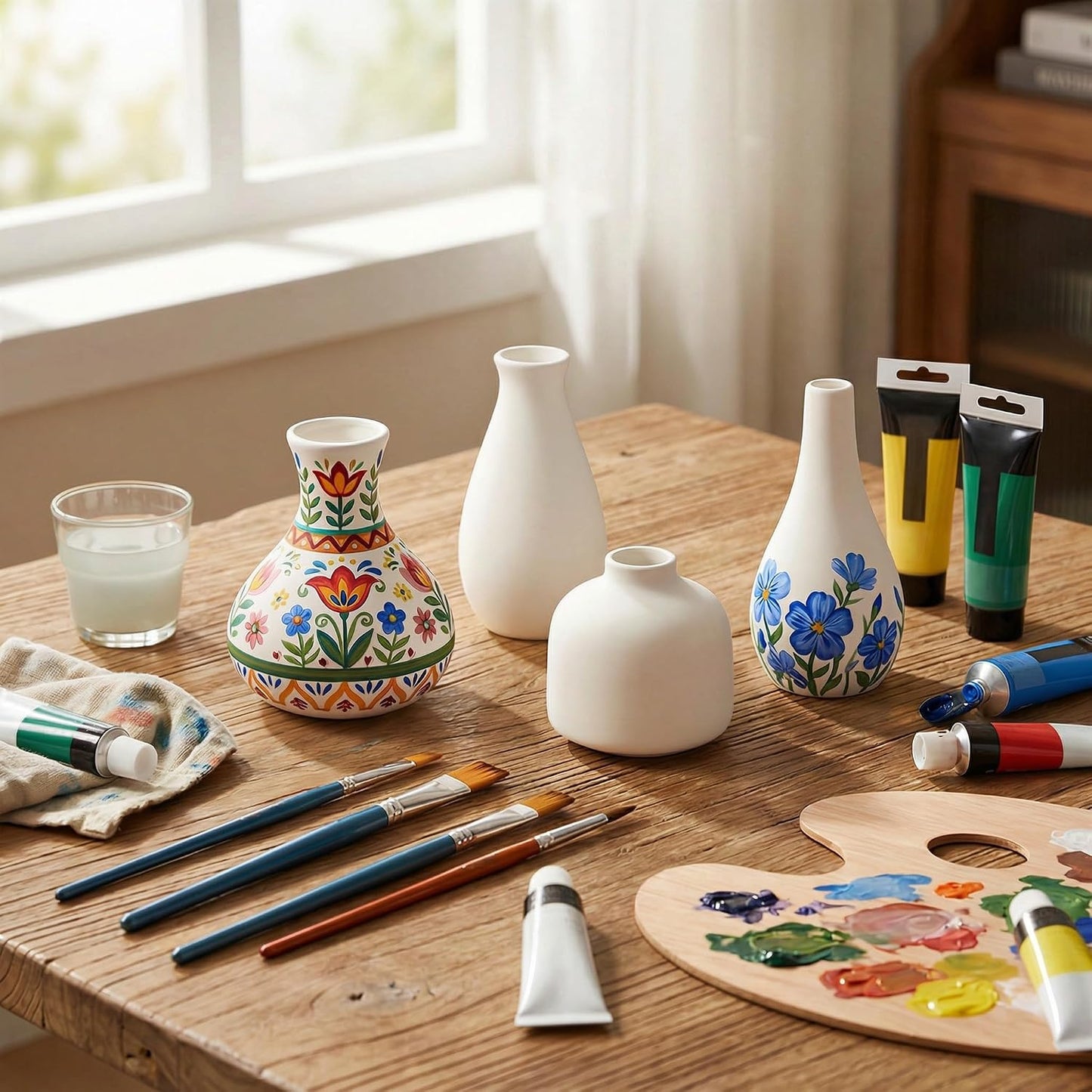 White Ceramic Bud Vase / White - 10-piece Set / Set of 10