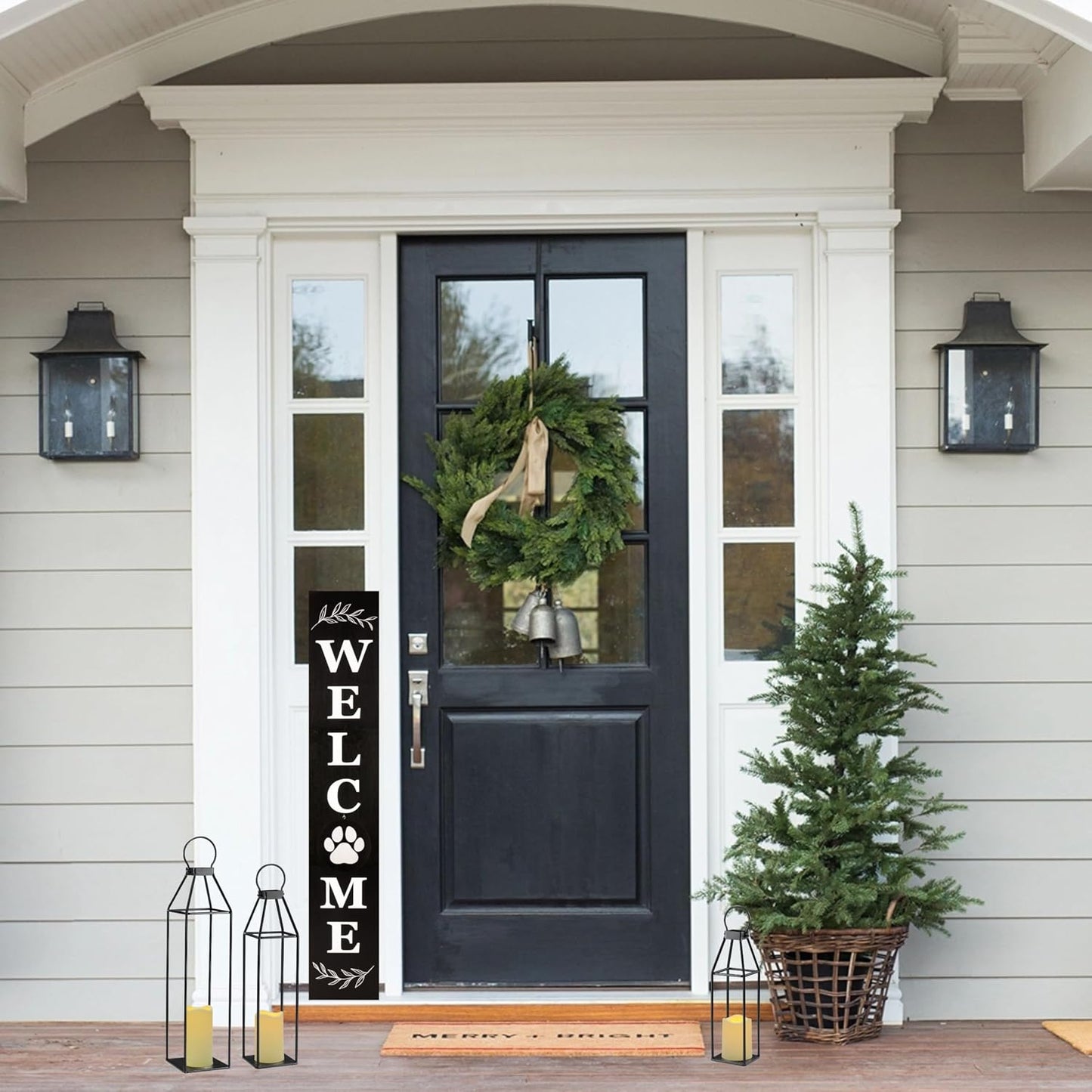 Perfnique Set of 3 Black Metal Lanterns w/ Waterproof Flickering Flameless Candle & Remote Timer, Modern Farmhouse