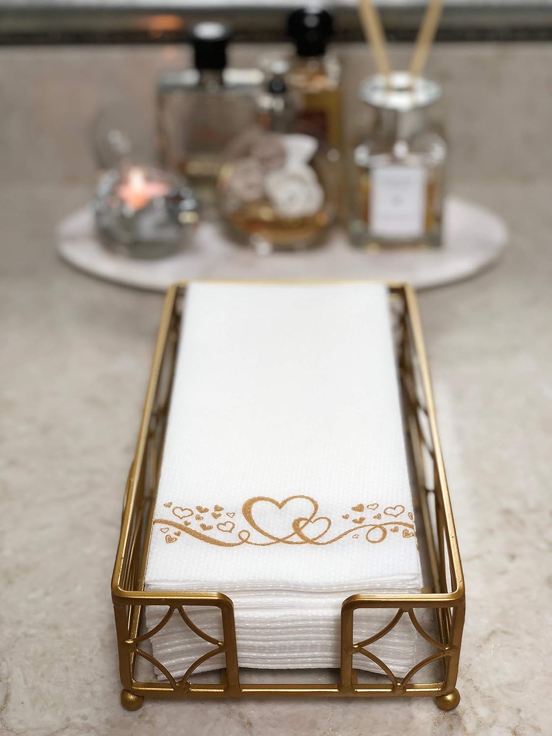 Disposable Paper Hand Towel Storage Tray Caddy / Gold Wave