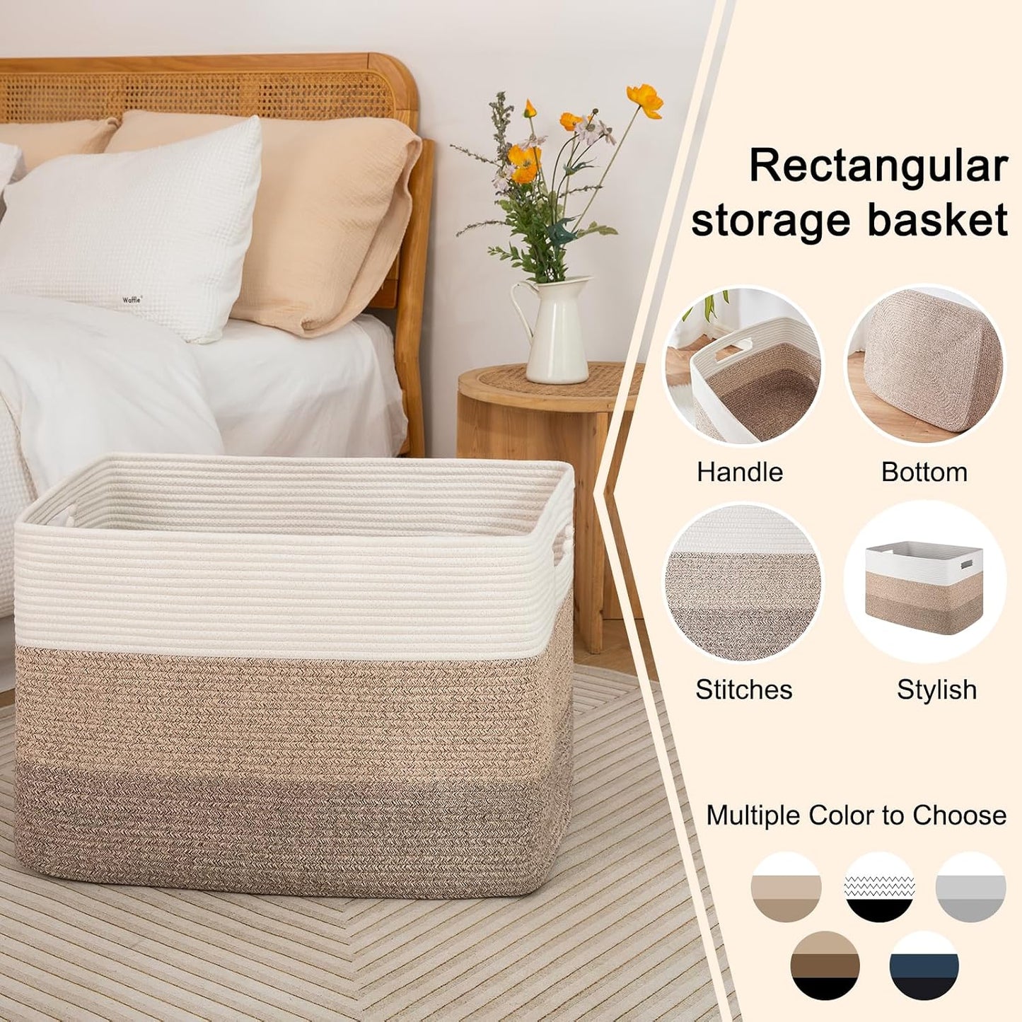 Rectangle Woven Baskets for Storage / Gradient Yellow / 25 x 16 x 16