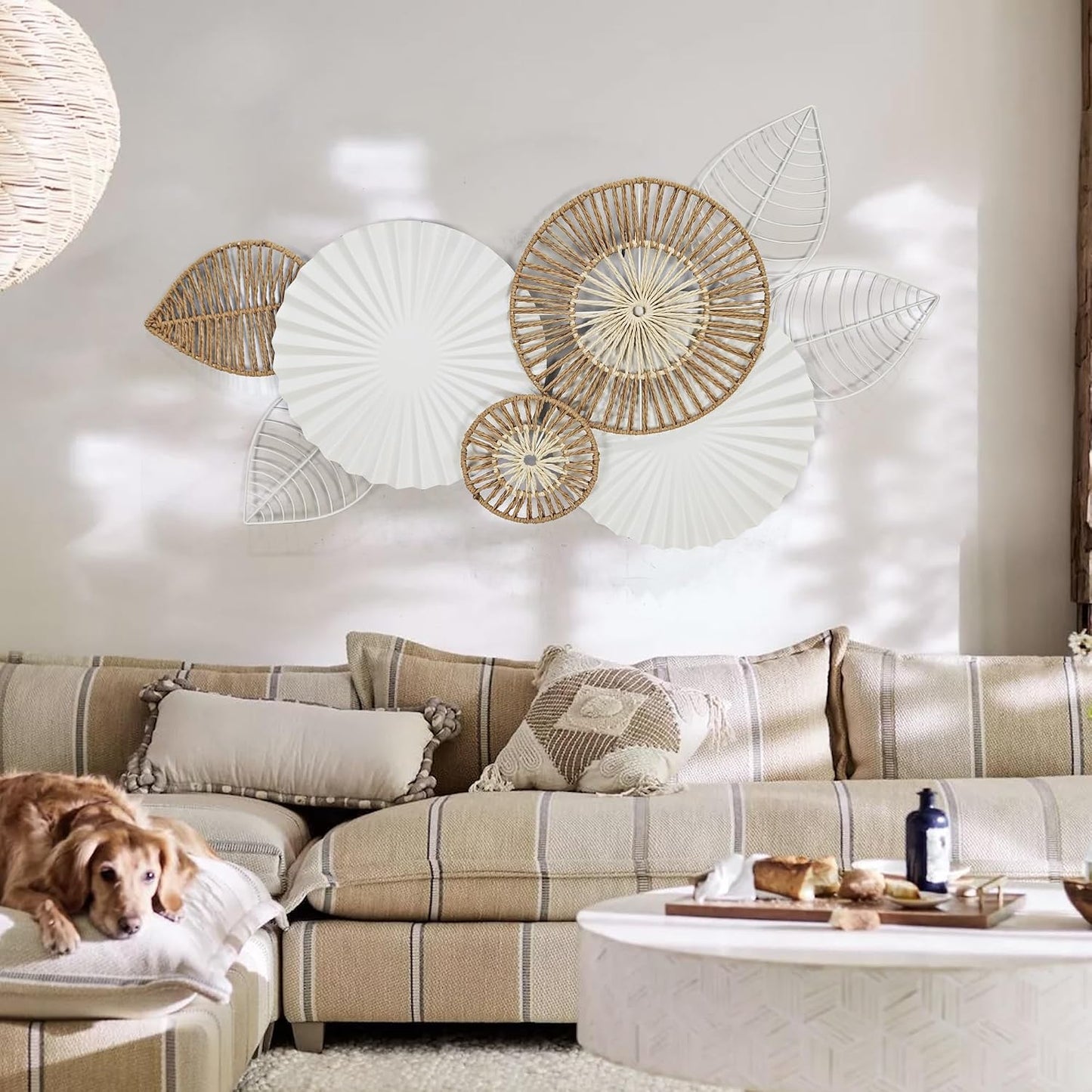 Boho Wall Decor / White Round Plate / 43 x 23