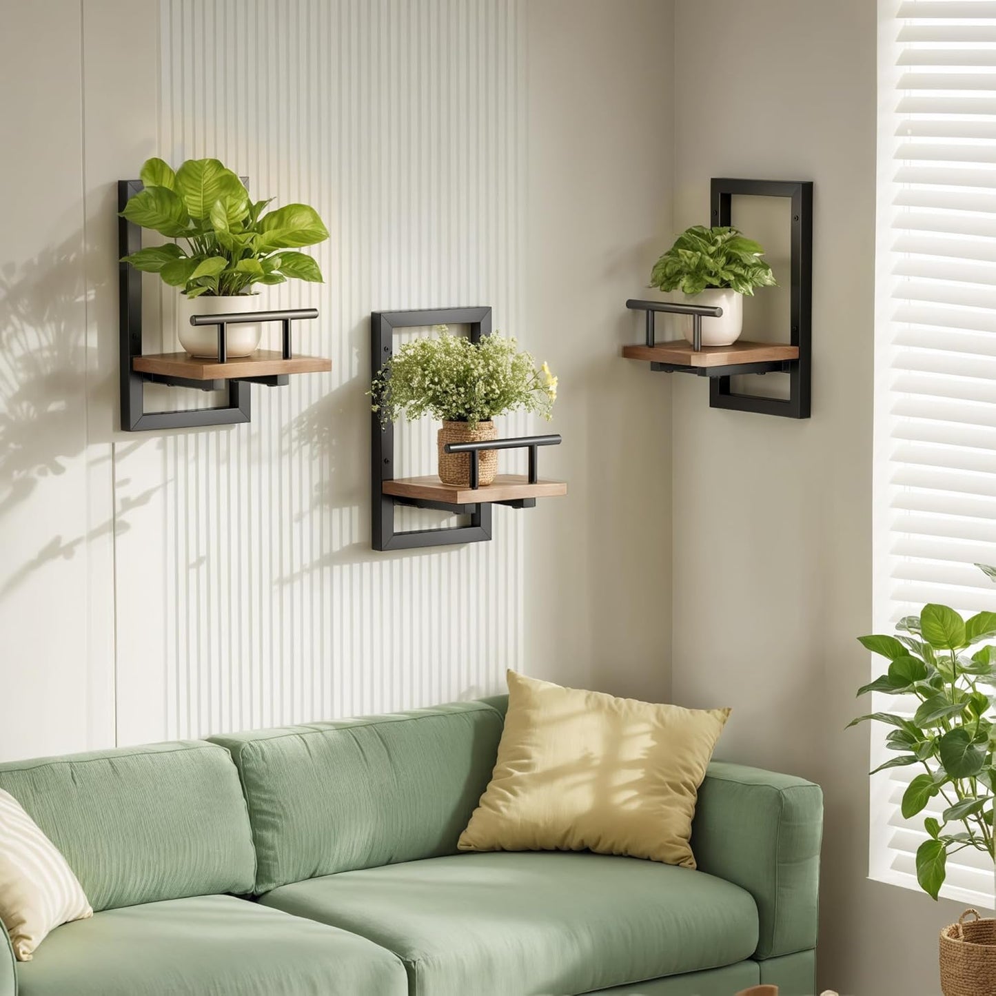 Floating Shelves / Wall Planters / Rustic Brown / Set of 2