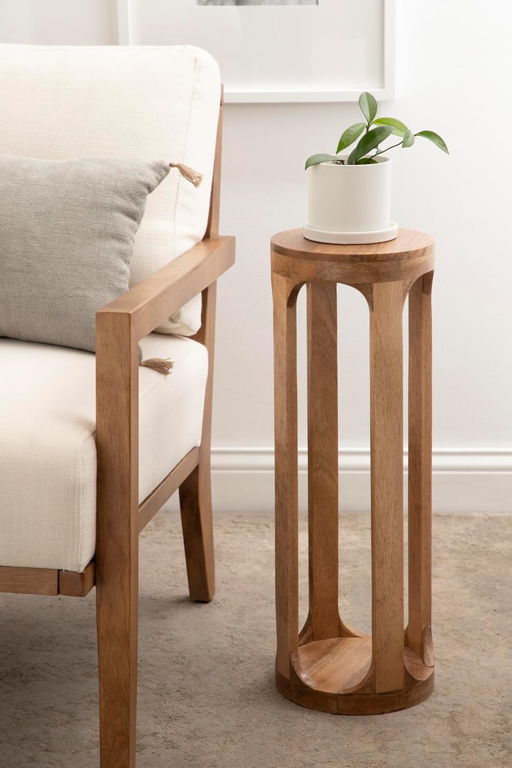 Dahl Wooden Round Drink Table / Natural / 8 x 8 x 23