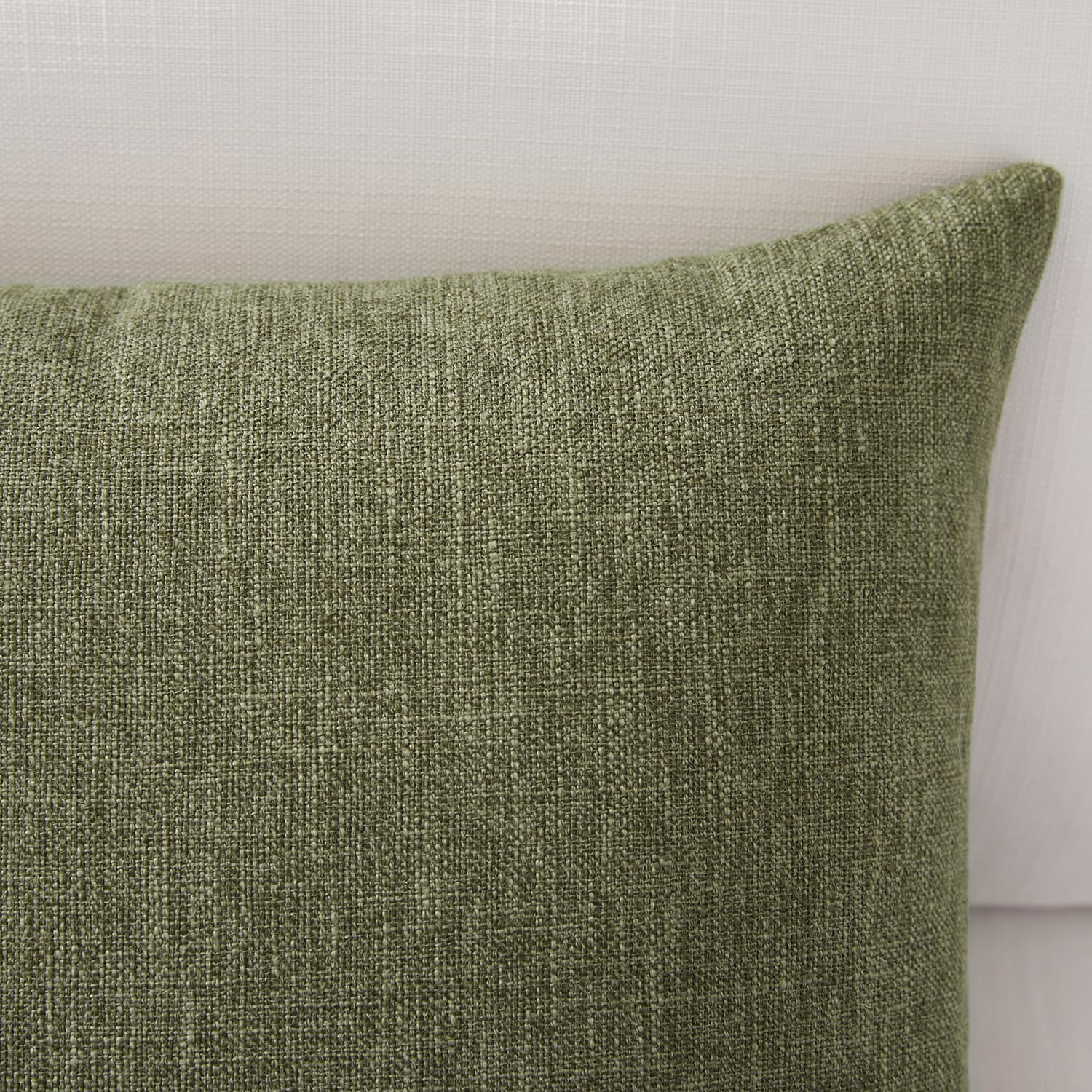 Modern Farmhouse Linen Blend Decorative Pillow Covers / Dark Moss Green / 18 x 18 / Set of 2