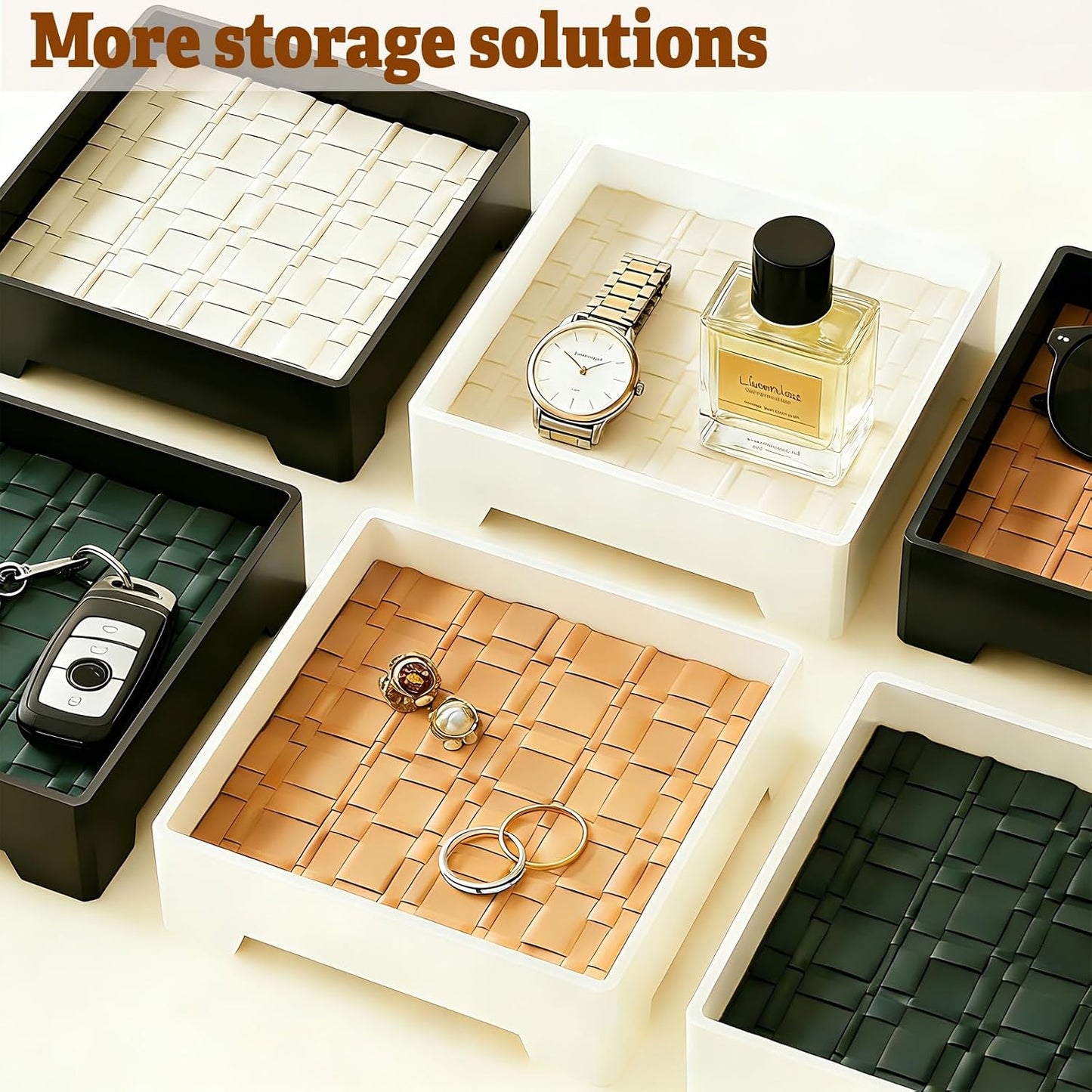 7- Square Decorative Tray / Black + White Mat